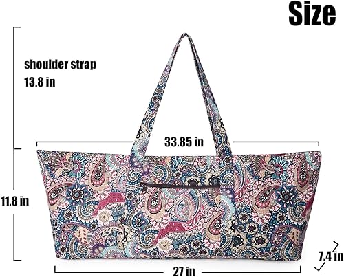 Miniatura 2 de IwIeIaIrI - Bolsa de lona grande con estampado de flores, con cremallera, bolsa de lona grande multiusos para ejercicio, esterilla de yoga y