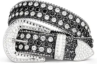 UnFader Womens Men Rhinestone Western Belts Bling Cowgirl Designer Diamond Studded Belts for Jeans
