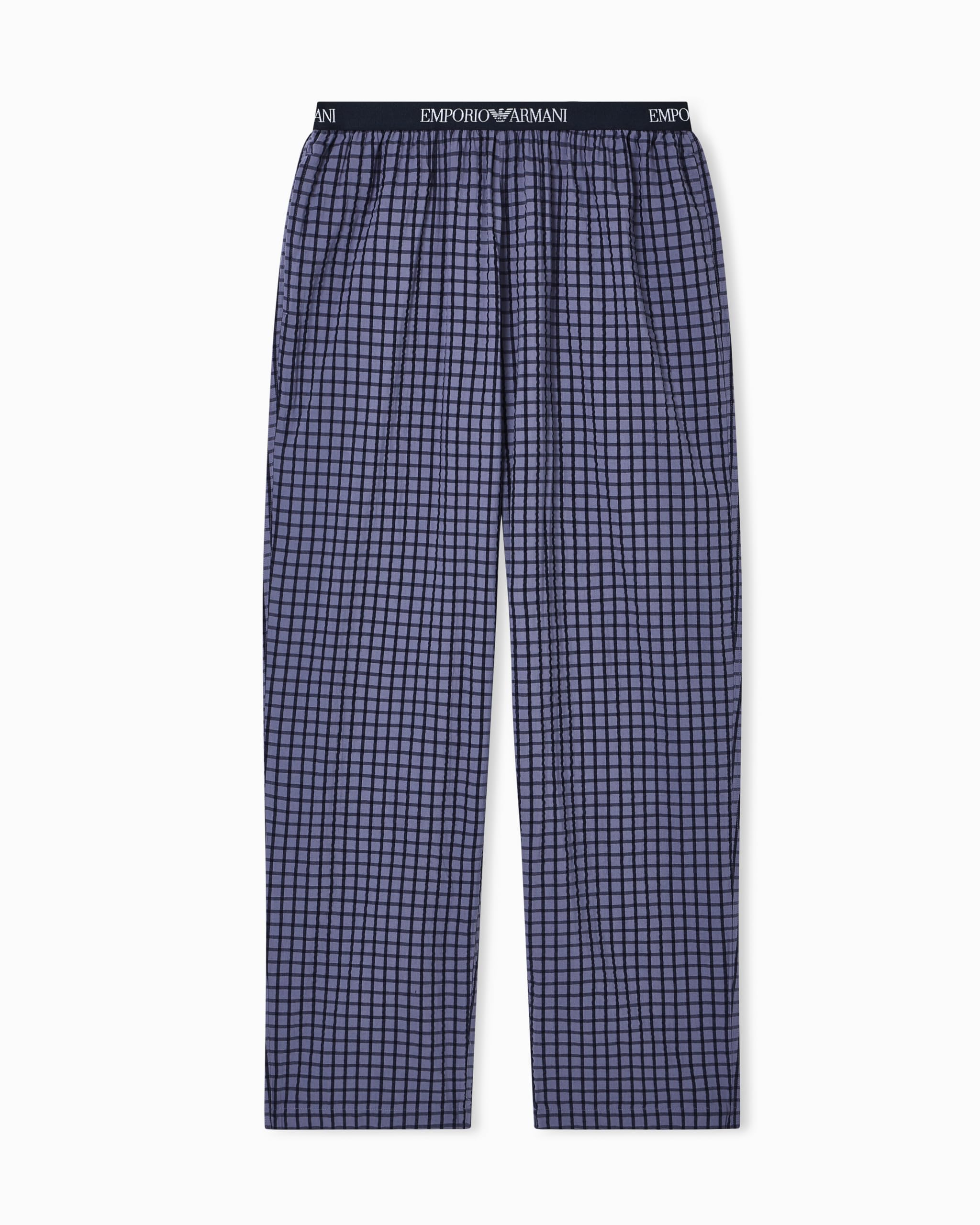 EMPORIO ARMANI MAN'S YARN DYED WOVEN PANTS BLUE M