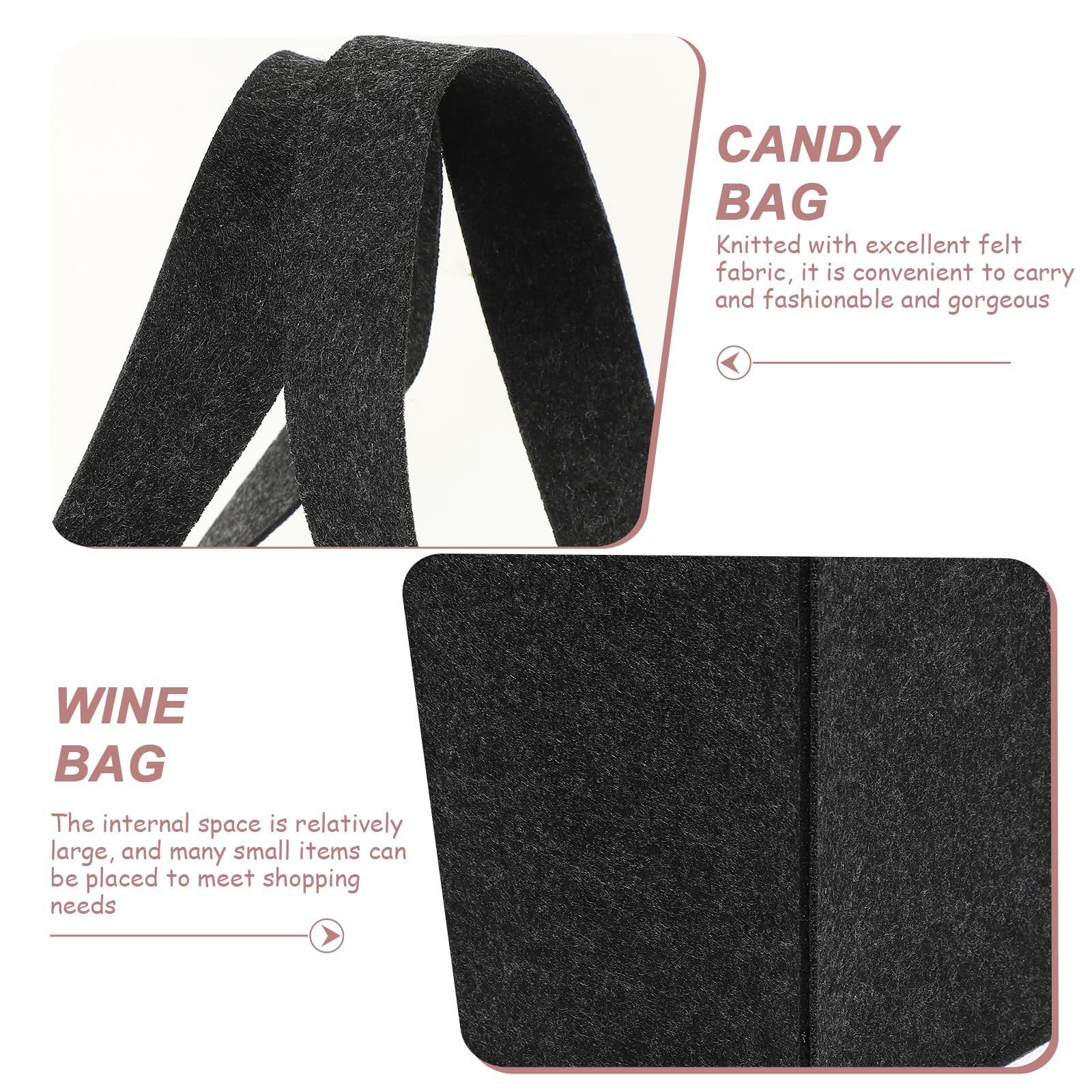 jojofuny Portable Felt Wine Bottle Bag, 4 Bottle Carrier, Insulated Storage Tote for Red Wine Black, 16x15x28cm - Image 3