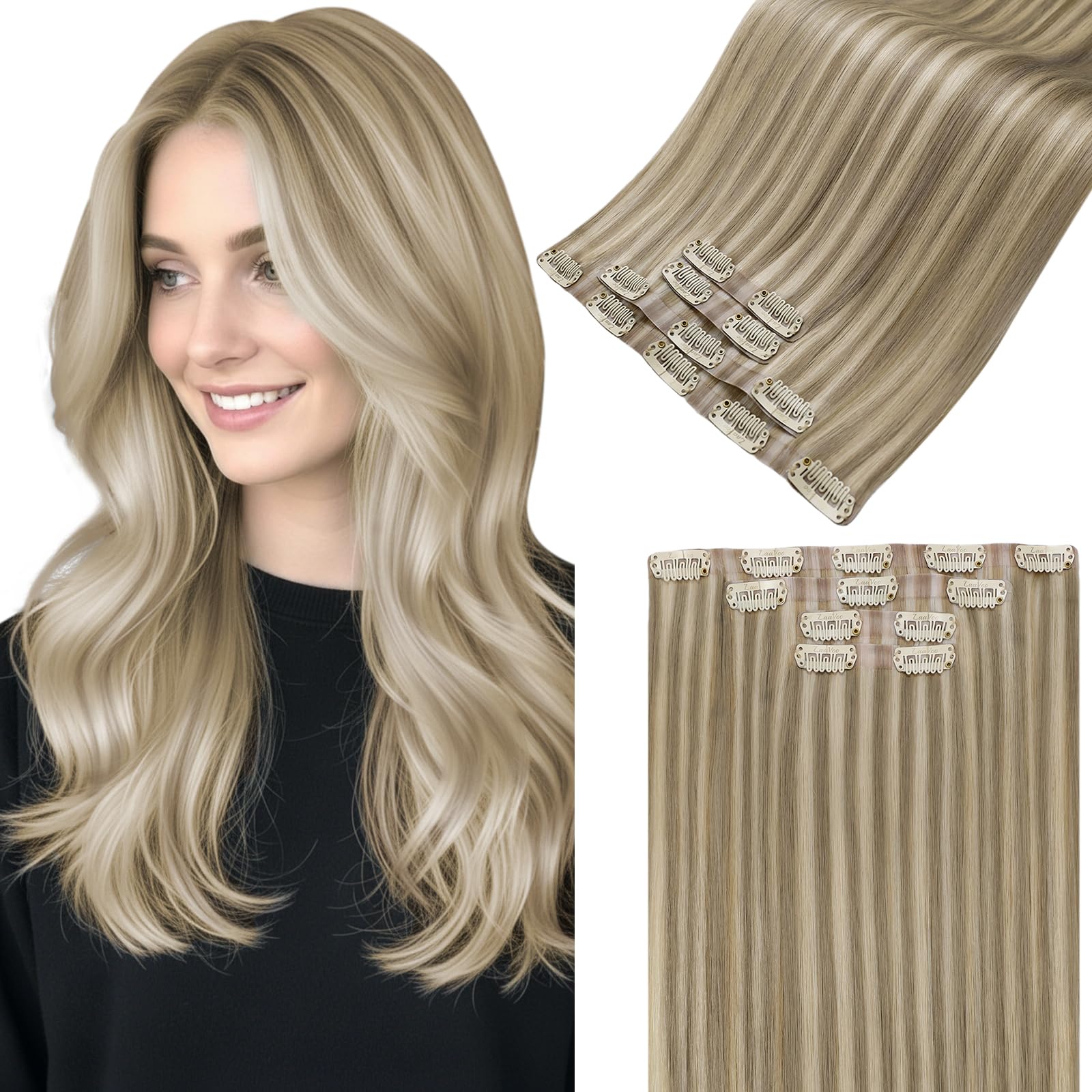 LaaVoo Extensions Echthaar Echt Haar Extension Clip Haarverlängerung Echthaar