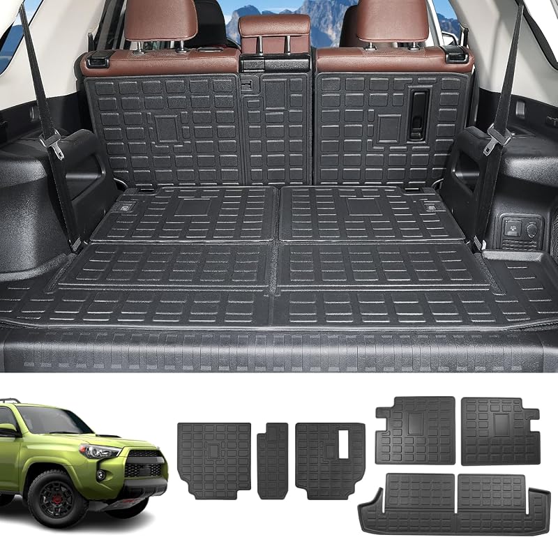 Kit de Tapete e Forros do Encosto do Porta-Malas powoq para Toyota 4Runner 2010 a 2024, 6 peças