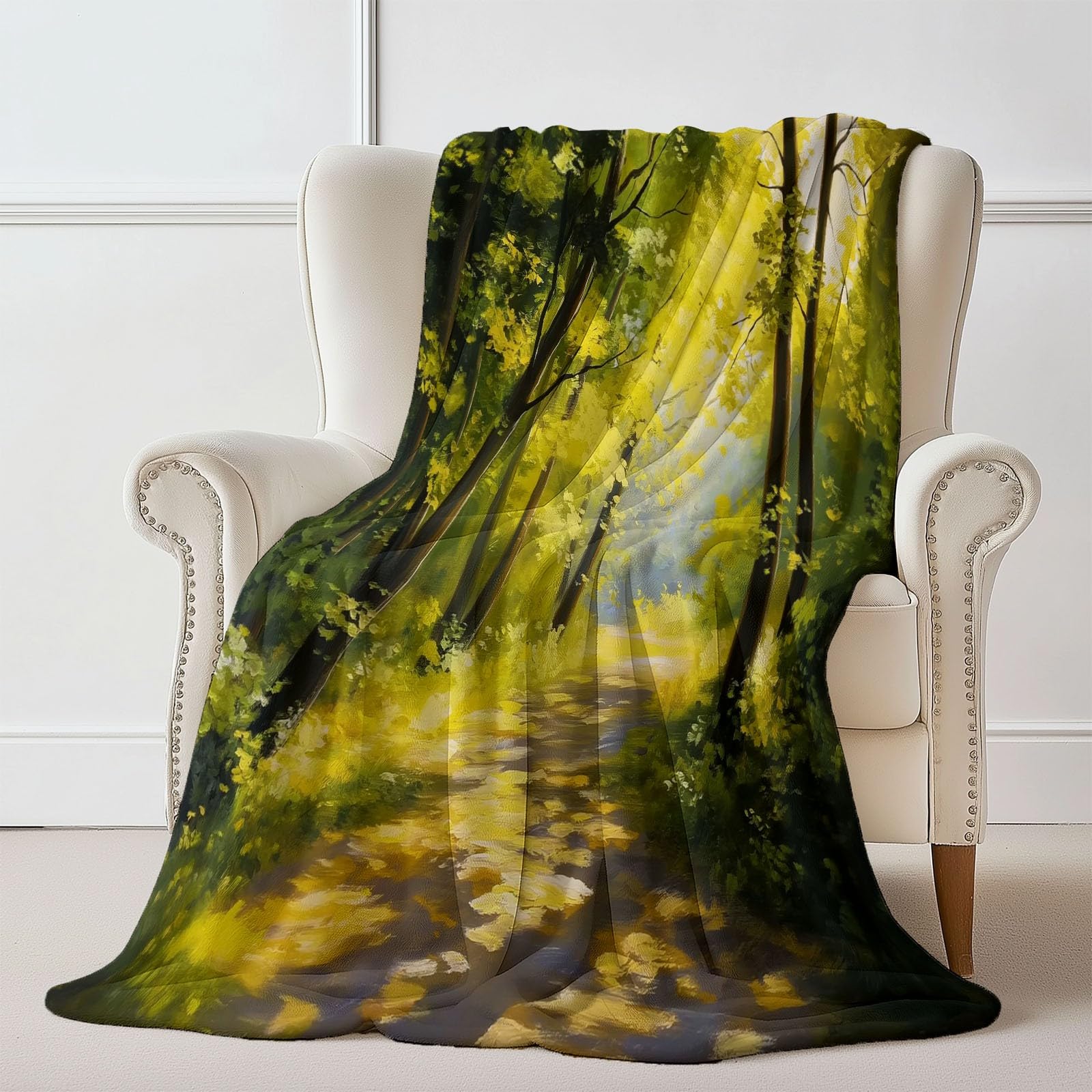 FlanellDecke 150 x 200 cm Grün Ganzjahres-Bedruckte Decke weich bequem
