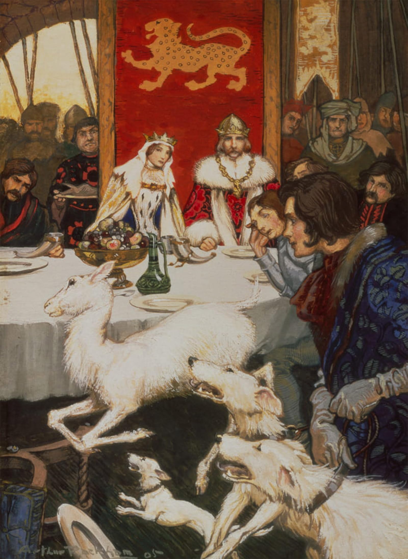 HRJUBWREE Famous Paintings Pictures Artwork Picture King Arthur Wedding Feast by Arthur Rackham Photo Wall Print for Home Decor 60x90cm