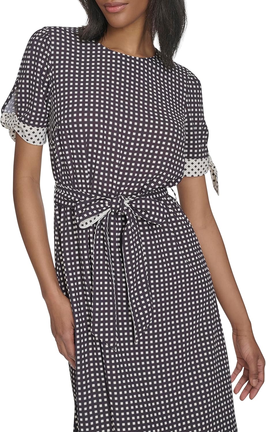 Halston Womens Short Sleeve Printed Belted Dress - Image 2