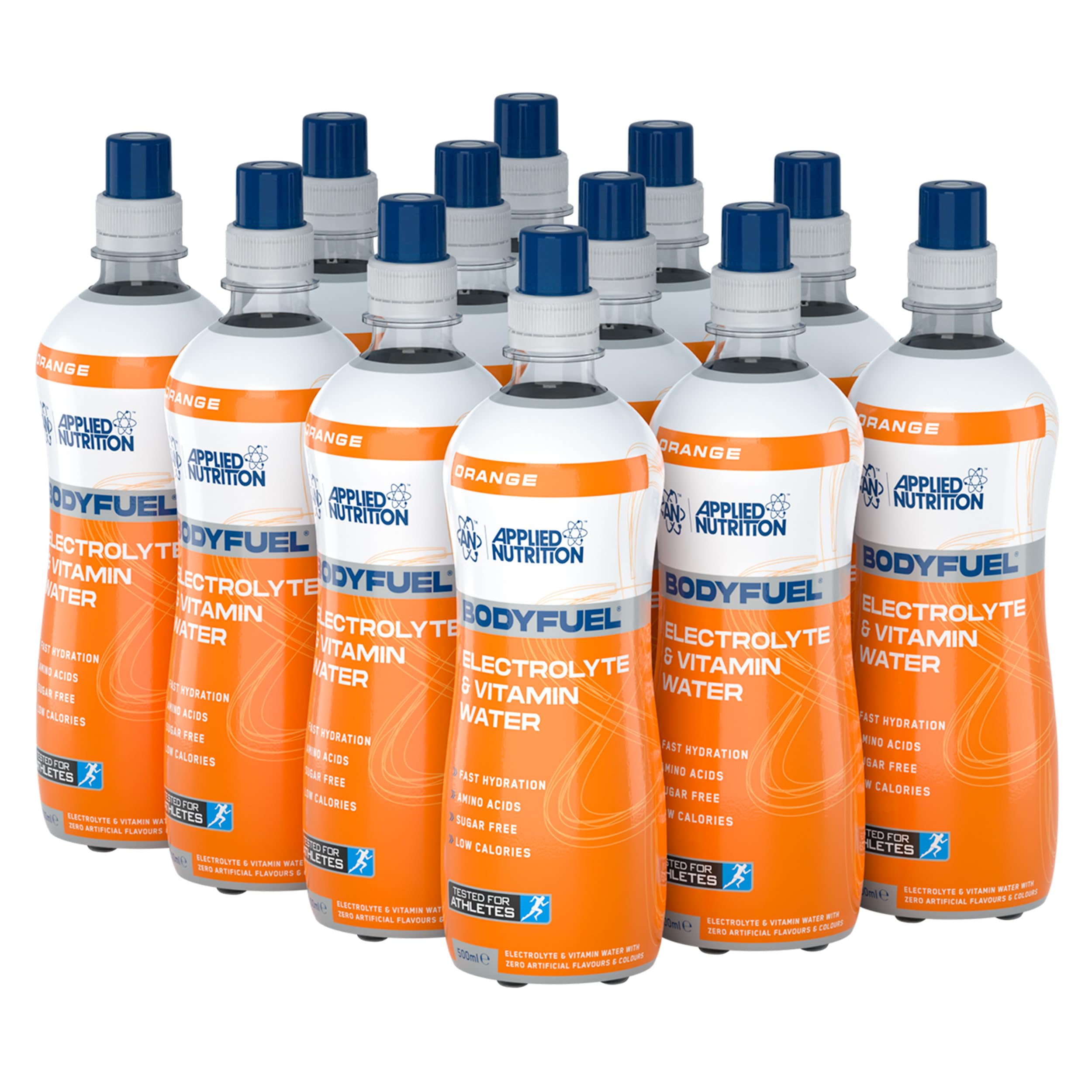 Applied Nutrition BodyFuel Electrolyte Water - Body Fuel Prime Drink with BCAAs and Vitamins, Fast Hydration (12 x 500ml) (Orange)