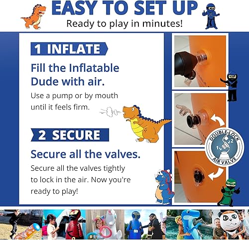 Miniatura 8 de INFLATABLE DUDES Ninja Large Nobi 63 pulgadas - Saco de boxeo para niños  Ya lleno de arena  Bolsa Bop  Juguete inflable  Boxeo -Pesado HITTERS-