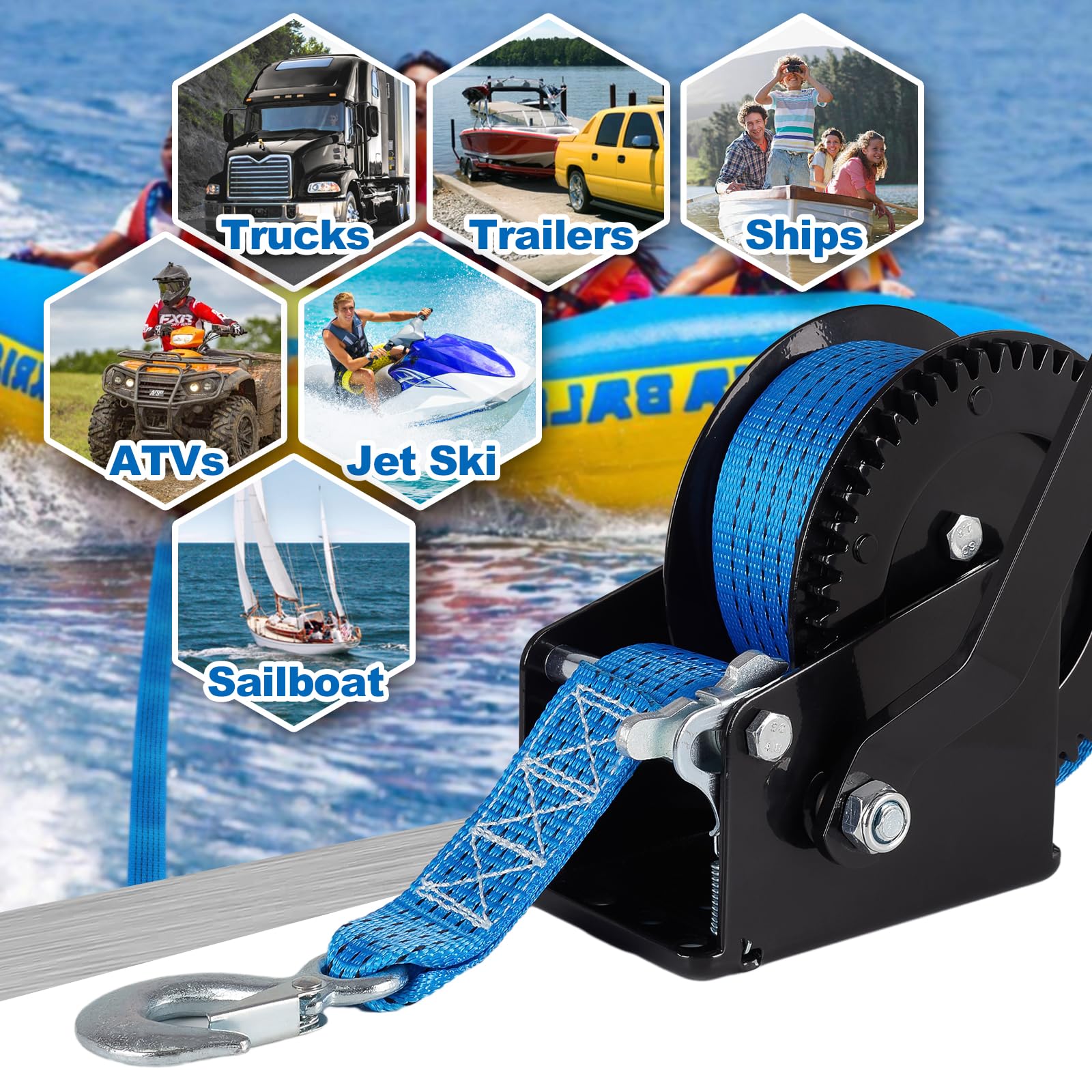 Cinghia Argano Per Barche Denkerm - Poliestere, Con Gancio, 6m Per Rimorchio - Foto 5