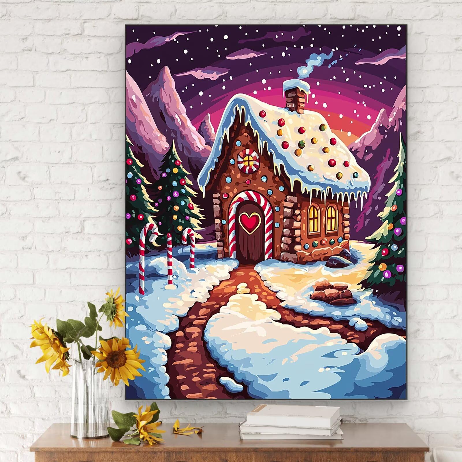 Malowanie po numerach dla dorosłych Boże Narodzenie, zestaw uroczy, malowanie według numerów 90 x 120 cm, malowanie olejne pędzlami dla początkujących, malowanie po numerach do dekoracji domu, prezent