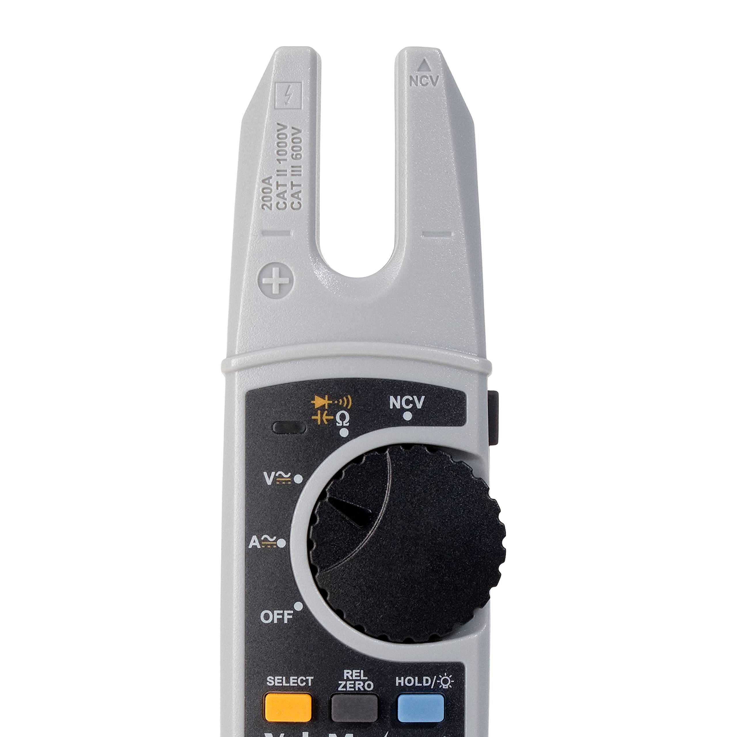Voltmaster FCM 1 Digitales Gabel-Zangenamperemeter CAT III 600V, Multifunktionsmessgerät mit offenem Zangenkopf (universell einsetzbar, AC/DC Strommessung, großes LC-Display), Grau