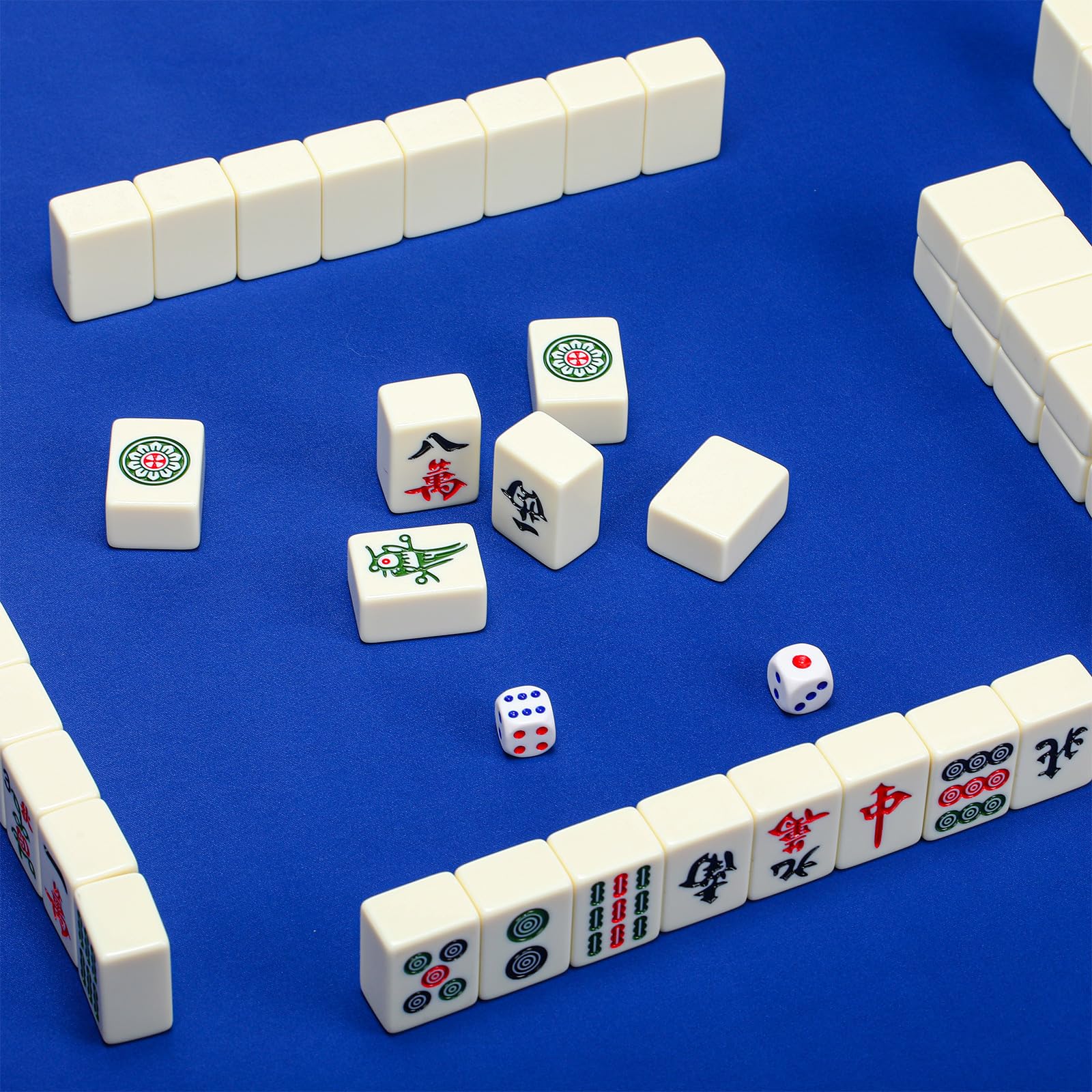Buryeah Tappetino quadrato per mahjong da tavolo, 101 x 101 cm, in gomma, antiscivolo, grande, per mahjong e giochi da tavolo Mah-Jong, per giocare a poker Paigow per interni ed esterni (blu reale)