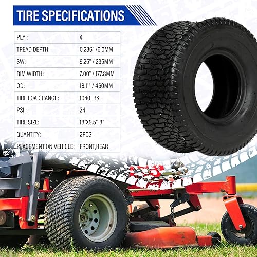 Miniatura 10 de PARTS-DIYER Juego de 2 neumáticos de césped y jardín de 15 x 6.00-6 para carrito de golf, tractor, sin cámara, 2 capas clasificadas 15x6x6