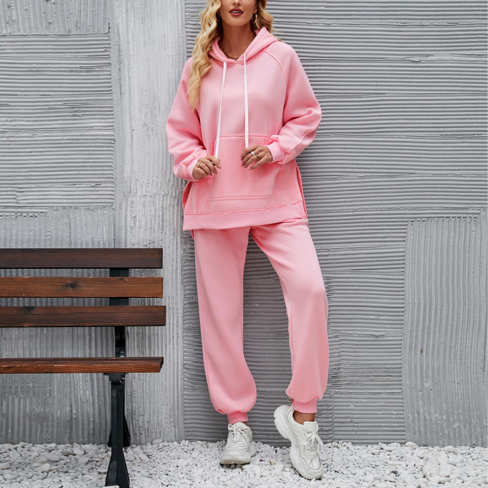 Momuk Completi Insiemi di Tute e Felpe per Donne 2 Pezzi Top con Cappuccio Felpa a Maniche lunghe con Pantaloni Cargo Set Tuta con Cappuccio