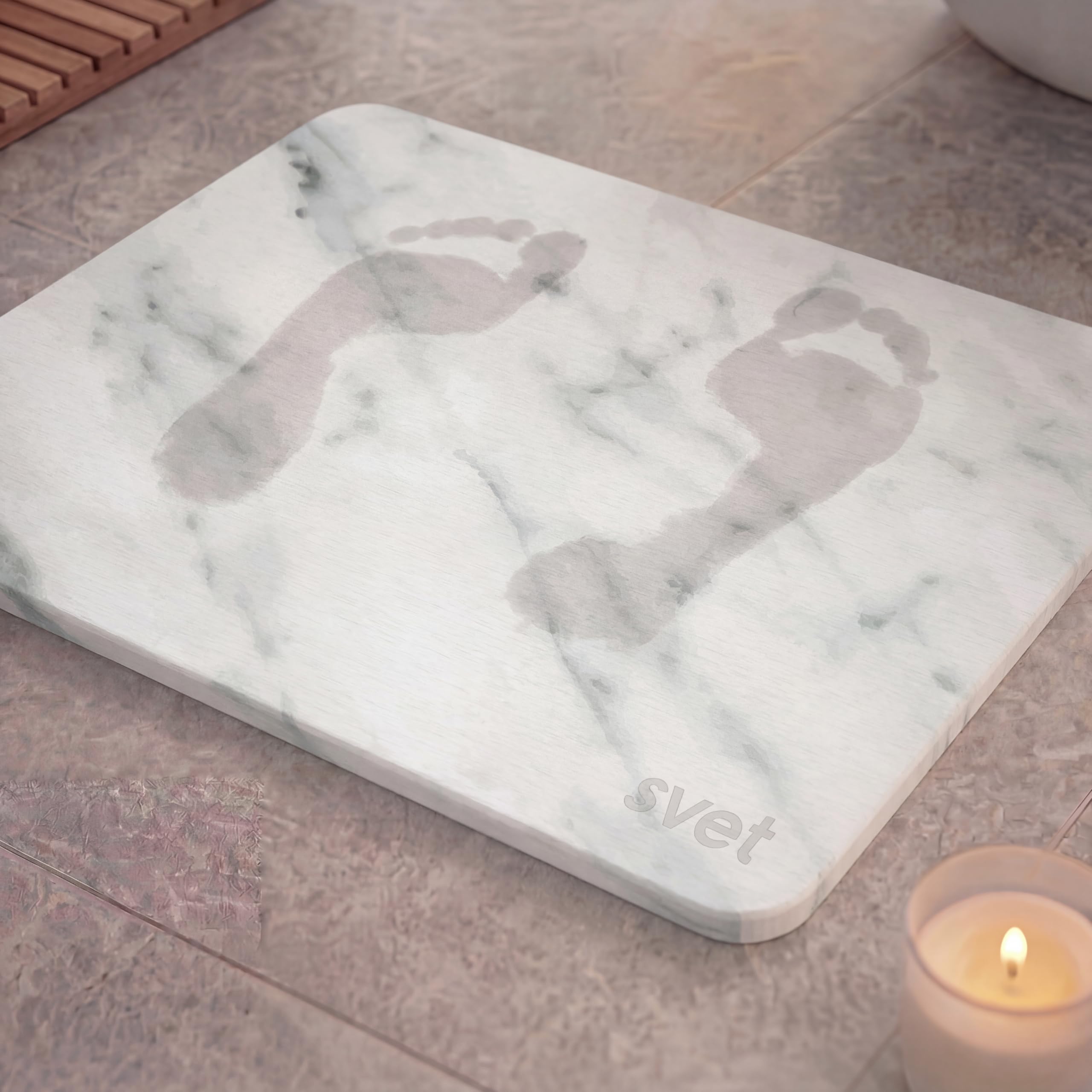 Svet - Alfombra Diatomita Baño - Secado Rápido y Ultra Absorbente, Antideslizante, Antibacteriana y Antihongos, Alfombrilla Baño Diatomita de Piedra. (Mármol Clásico) — view 5