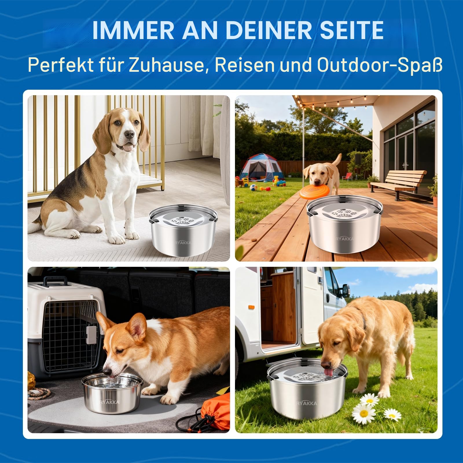 3L Anti Schling Wassernapf Hunde ohne Sabbern Edelstahl Trinknapf für Reisen| Anti Schlabber | Slow Feeder Reisenäpfe für Mittelgroße & Sloppy Hunde