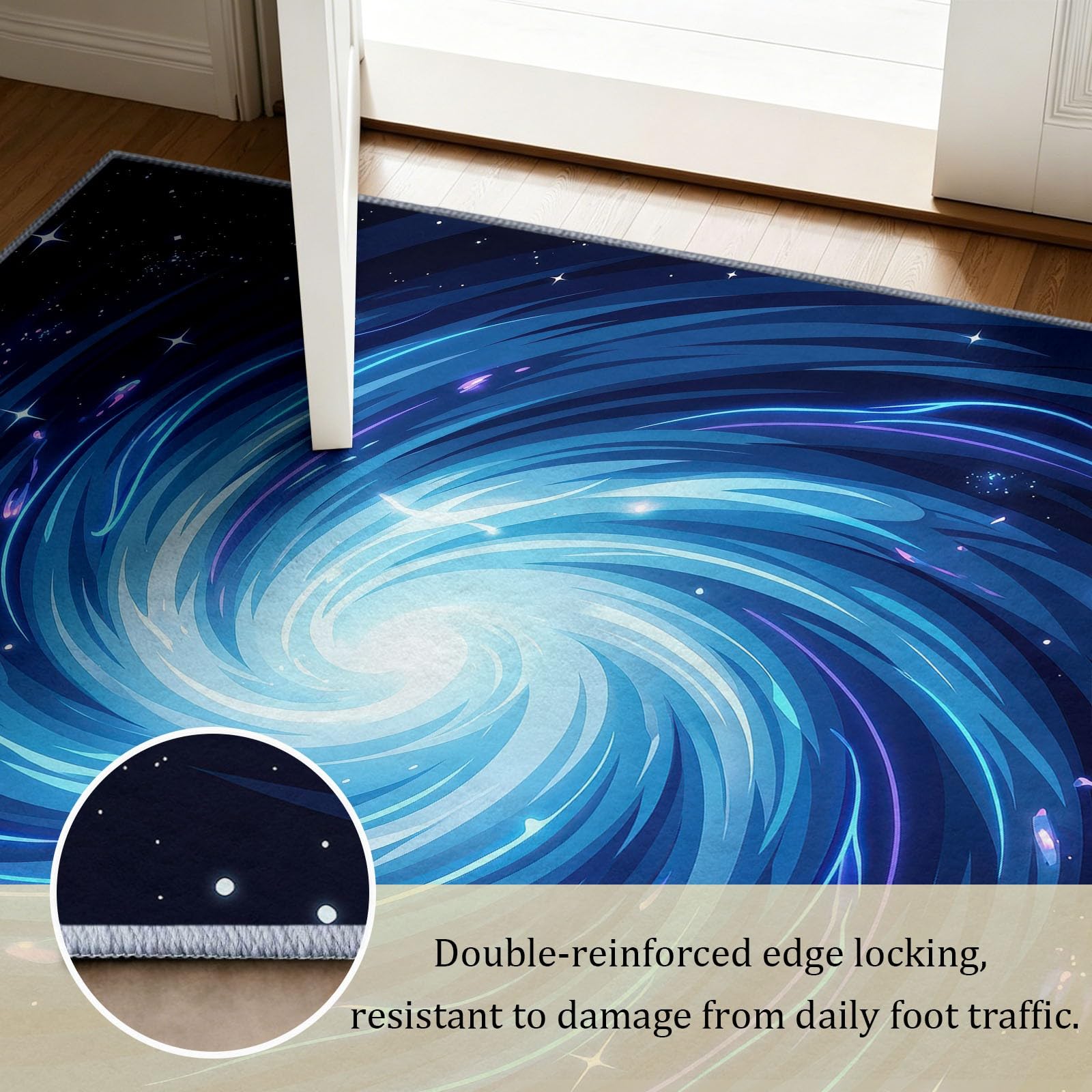 Tapis Salon Lavable en Machine 80 x 150 cm Galaxie Spirale Nébuleuse, Univers Fantastique Tapis de Chambre Doux et Antidérapant - Moquette Poils Courts Intérieure pour Salon Chambre d'enfant Bureau