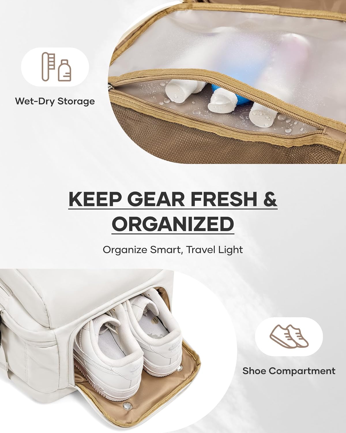 wepadre Vacuum Travel Backpack with Pump Travel Backpack with Vacuum System Easy Vac Pack Backpacks Compression Backpacks Mochila de Viaje Compresion al Vacio Beige - Image 5