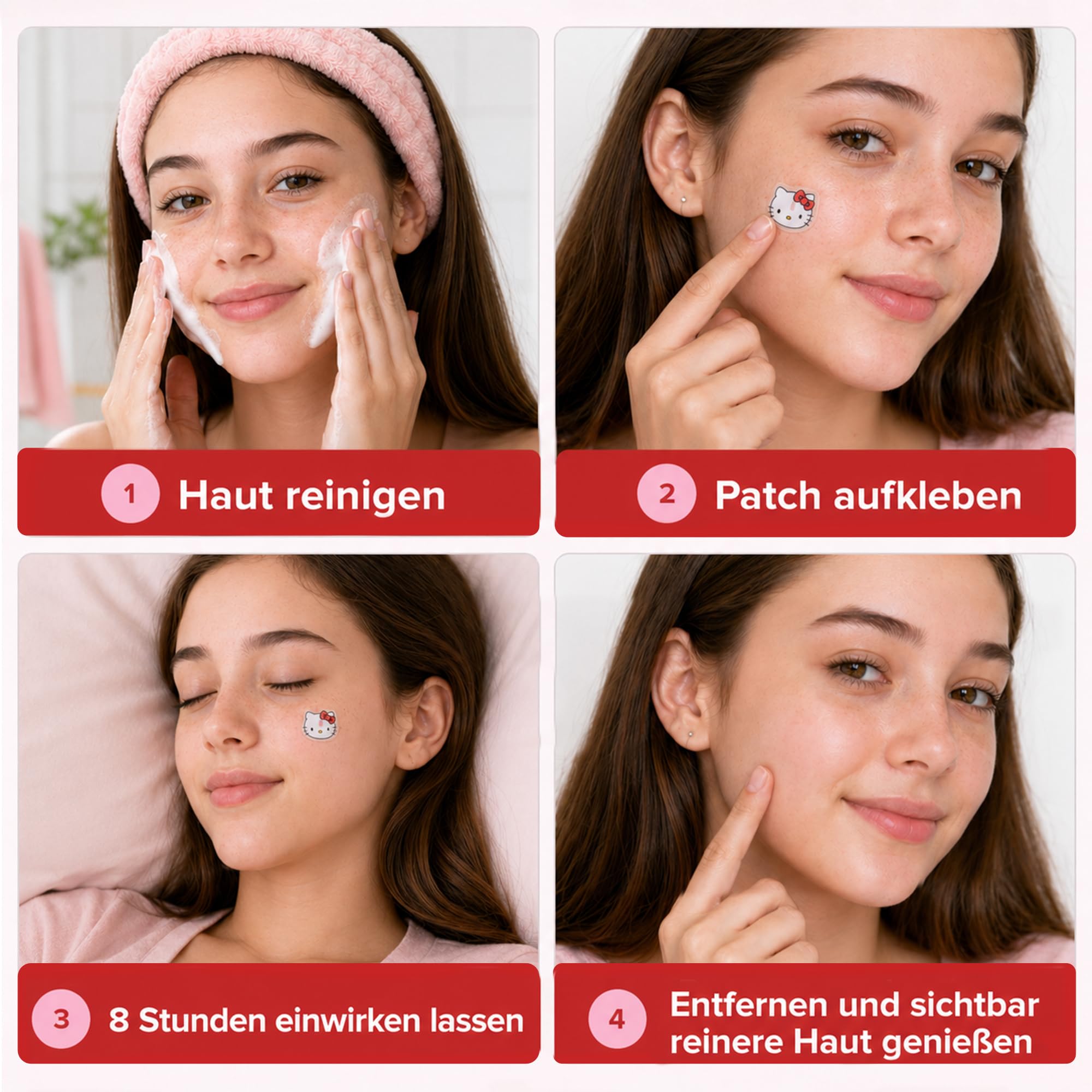 Hello Kitty Patch Bouton 20 pcs – Patch Anti Bouton Hydrocolloïde – Patch Acné Visage Jour Nuit – Pimple Patch Absorbe Sébum Point Noir Nez – Design Cute Adolescents Adultes