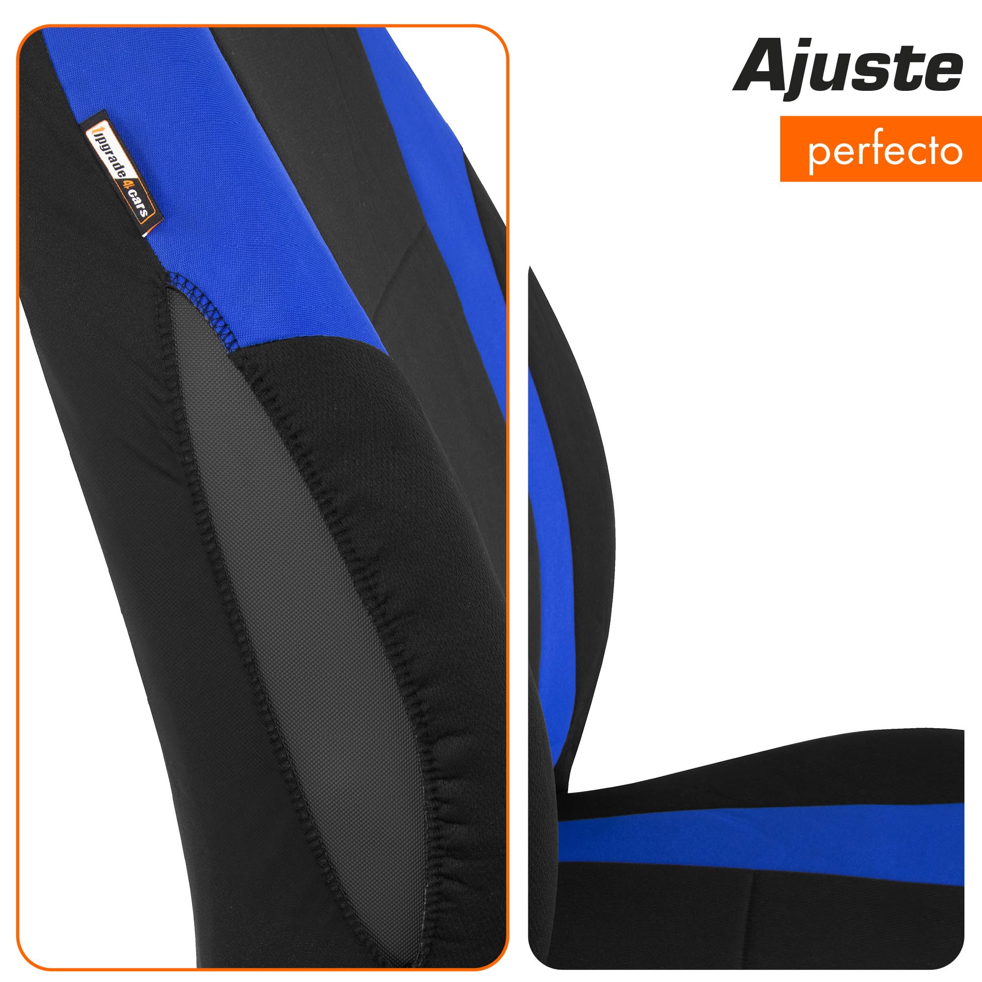 Upgrade4cars Fundas Asientos Coche Universales Negro Azul | Universal Funda de Asiento para Delantero y Trasero