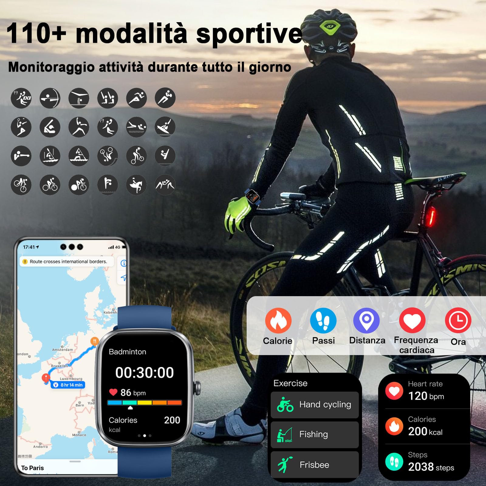 Uaue AI Smartwatch Uomo Donna, 2025 Nuova Fitness Tracker Orologio con Voce AI/Quadrante AI, Chiamate Bluetooth/Cardiofrequenzimetro/Contapassi/Sonno/115+ Sportive, 1.91" Smart Watch Impermeabile IP68