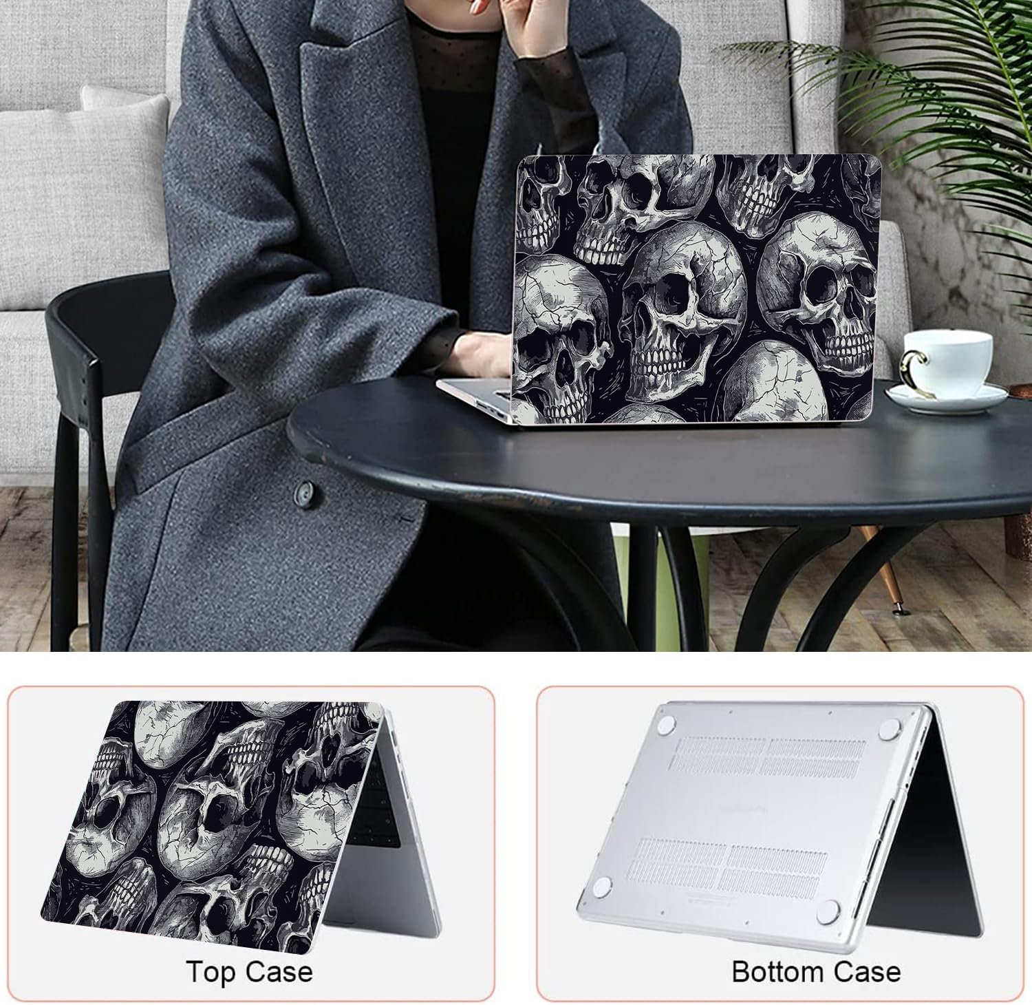 Compatible with MacBook Pro 16 inch Case 2021-2026 Release M5 A3428 A3429 M4 A3403 A3186 M3 A2991 M2 A2780 M1 A2485 Pro/Max Plastic Hard Shell &Mac OS Keyboard Sticker&Keyboard Cover (Skull)
