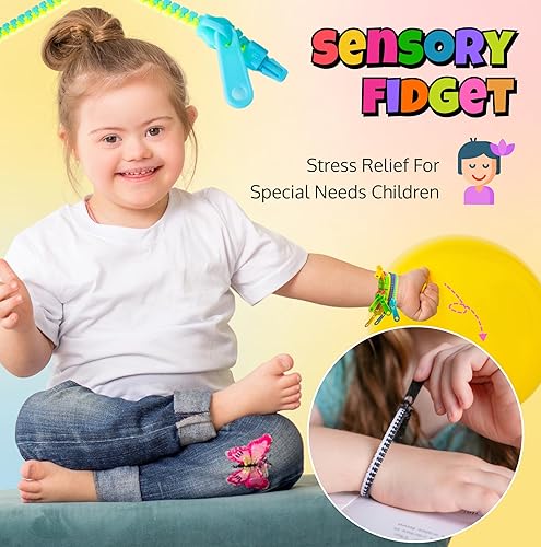 Miniatura 4 de UpBrands 120 pulseras de amistad con cremallera de 7.5 pulgadas, regalos de Pascua para niños, juguetes silenciosos para aliviar el estrés, kit para