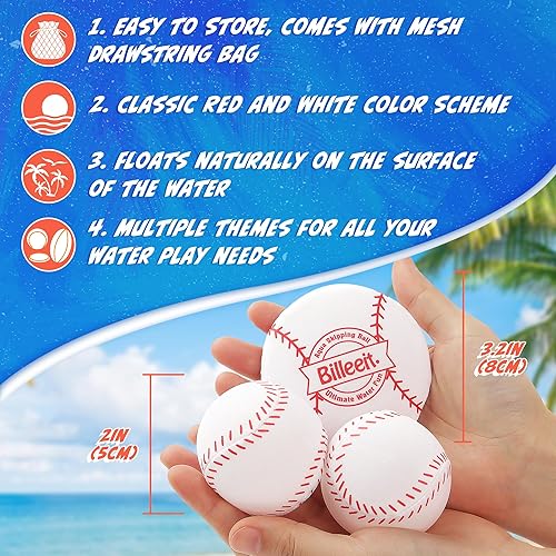 Miniatura 2 de 4 pelotas de salto de agua para jugar en la piscina (tema de béisbol), piscina de agua, playa, juguetes de natación para niños de 4 a 8, 8 a 12 años