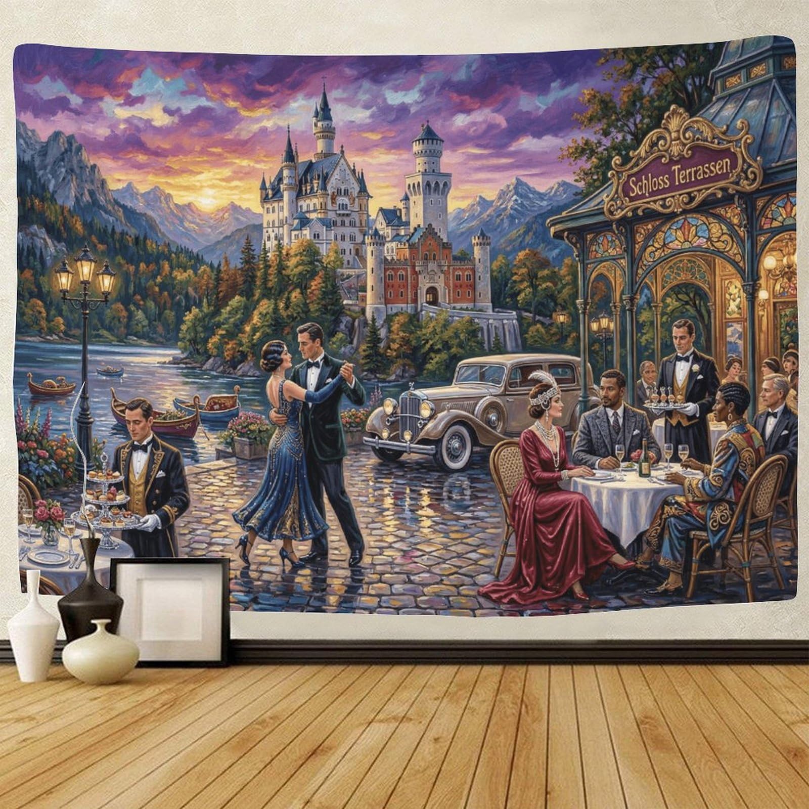 ASDFGHJKLZA Neuschwanstein Castle 3D Print Wall Tapestry Wall Art Decor Oil Art Tapestries Home Decoration Curtain Living Room College Dorm 180cmx230cm