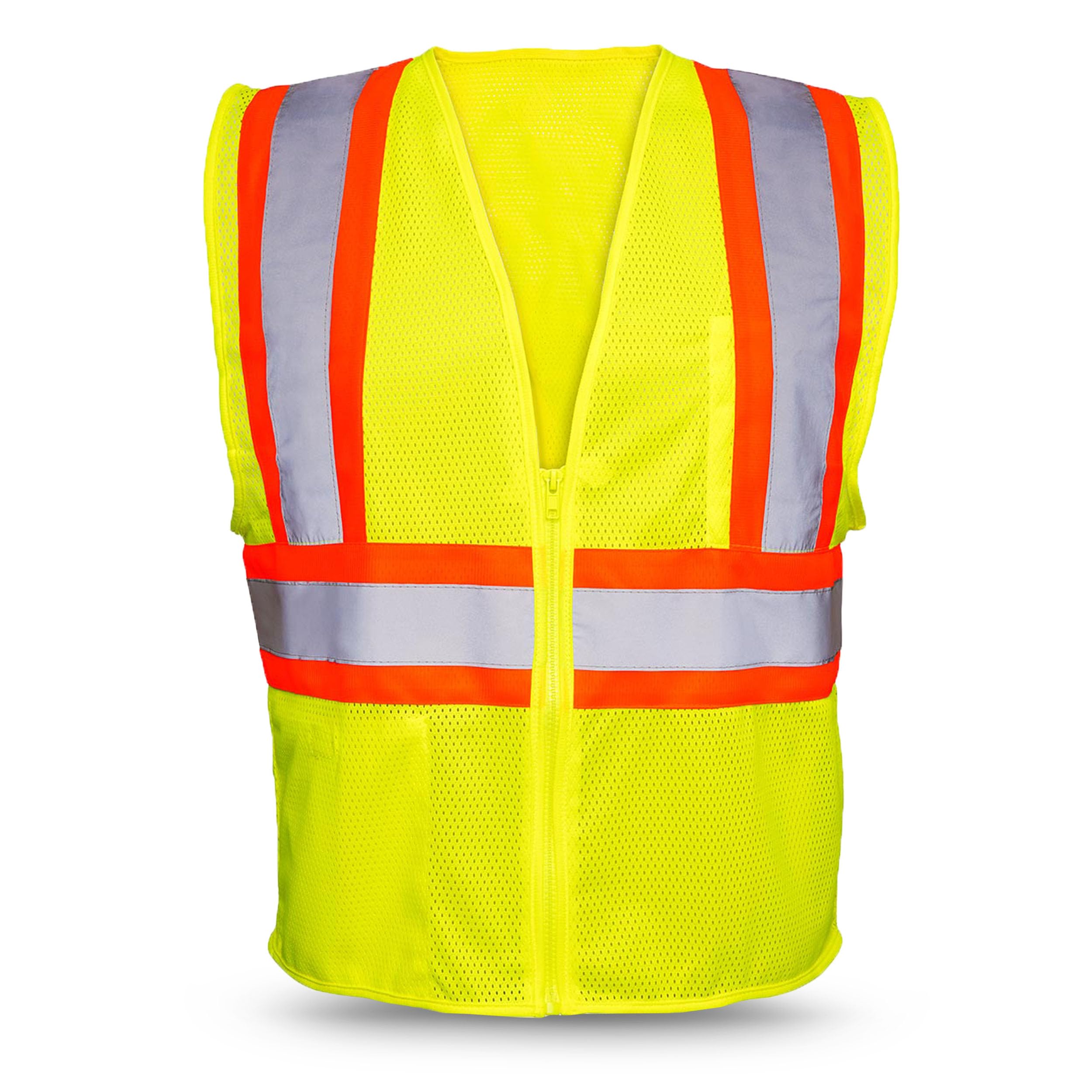 RUGGED BLUE - Two-Tone ANSI Class 2 Safety Vest With Pockets | Mesh Fabric | High Visibility & Breathable Polyester | For Construction, Roadwork &