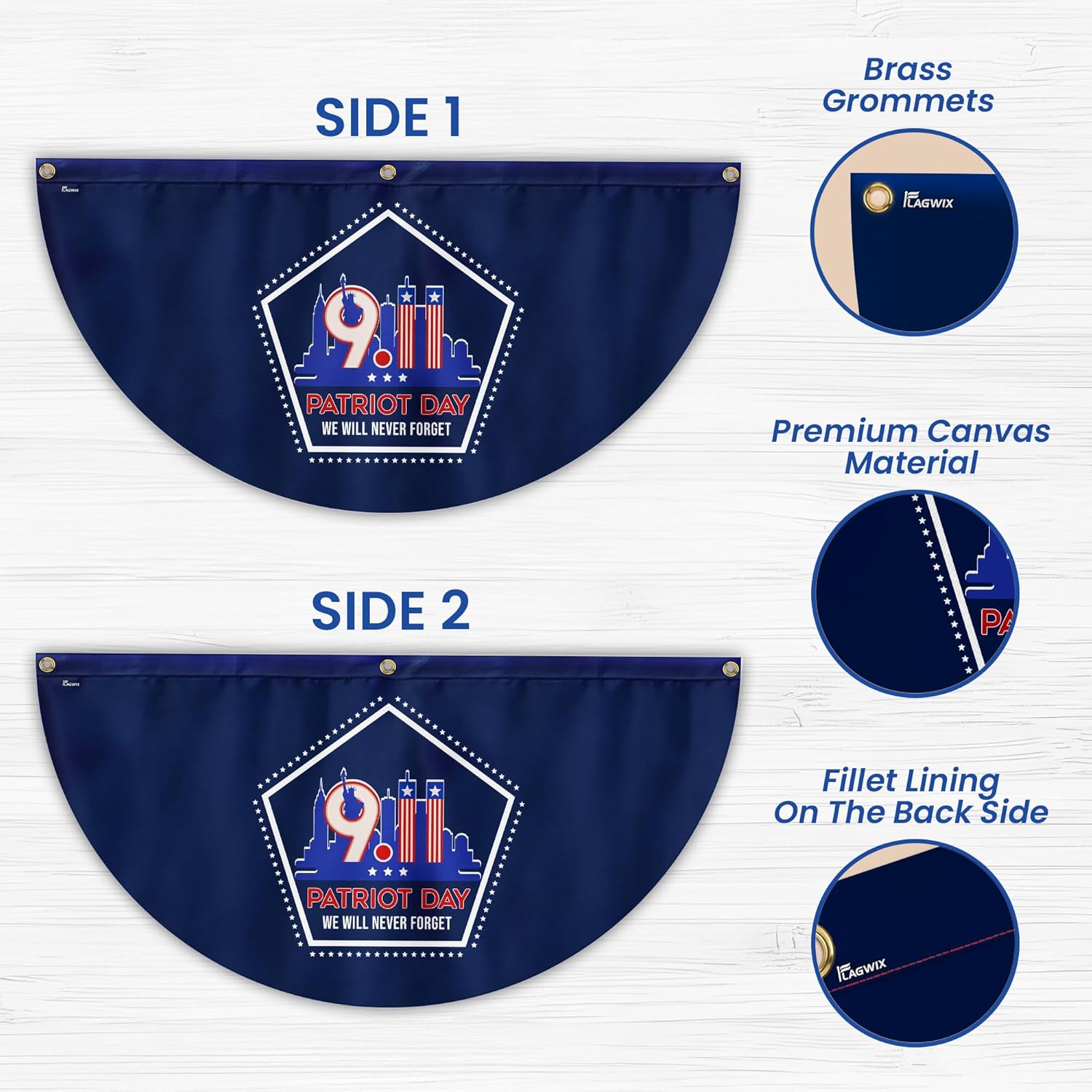 FLAGWIX American 9/11 Flag Patriot Day - Non-Pleated American Bunting Flags Outdoor 3x6 ft (Pack 1) - 911 Flag Patriotic Decorations, Outside Decorations for Yard, Patriotic Flags for Garden Decor