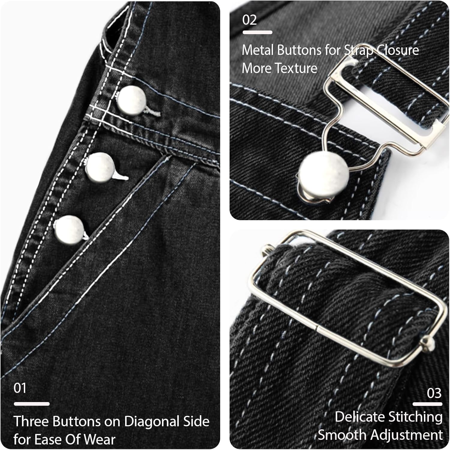 Men's Bib Overall Relaxed Fit Adjustable Strap Denim Work Pants with Large Pockets Durable Comfortable Jumpsuit for Men - Image 3
