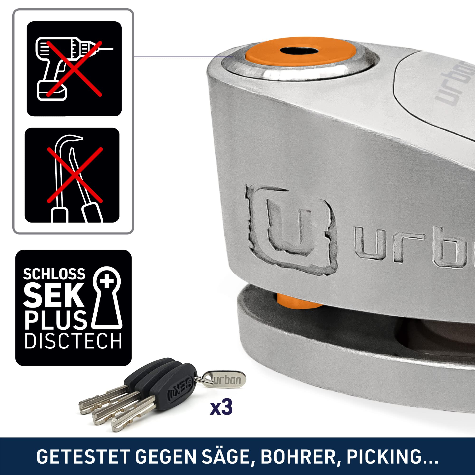 Produktbild von UR910S Motorrad Bremsscheibenschloss Mit Alarm 120 Db
