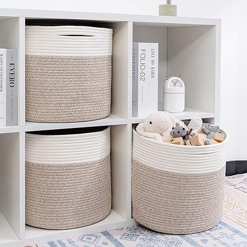 Miniatura 5 de CubesLand Cestas organizadoras de almacenamiento de 13 x 13 pulgadas, cubos de almacenamiento tejidos para organizar, almacenamiento de guardería