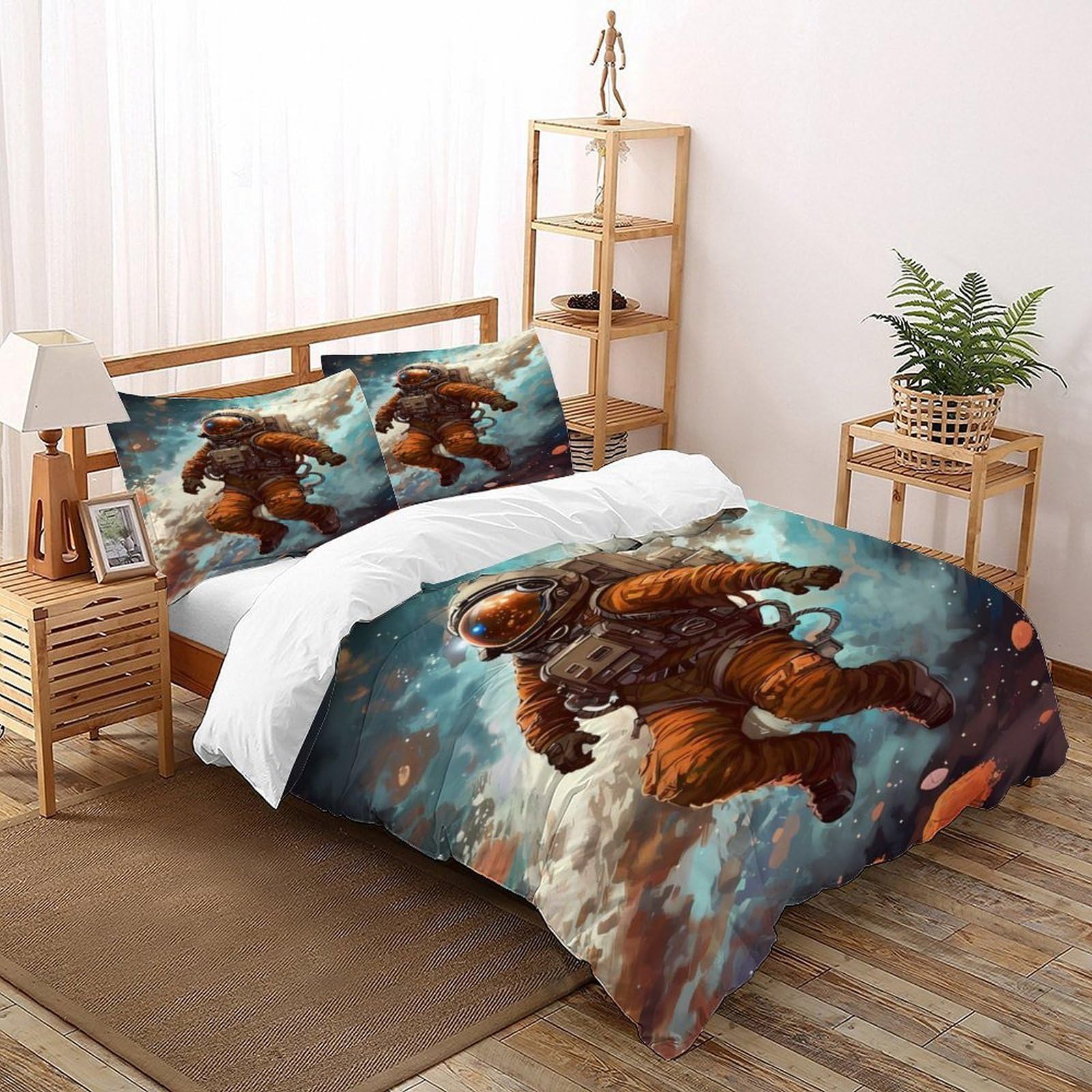 Housses de couettes astronaute 3D microfbre 260x220cm lit super king