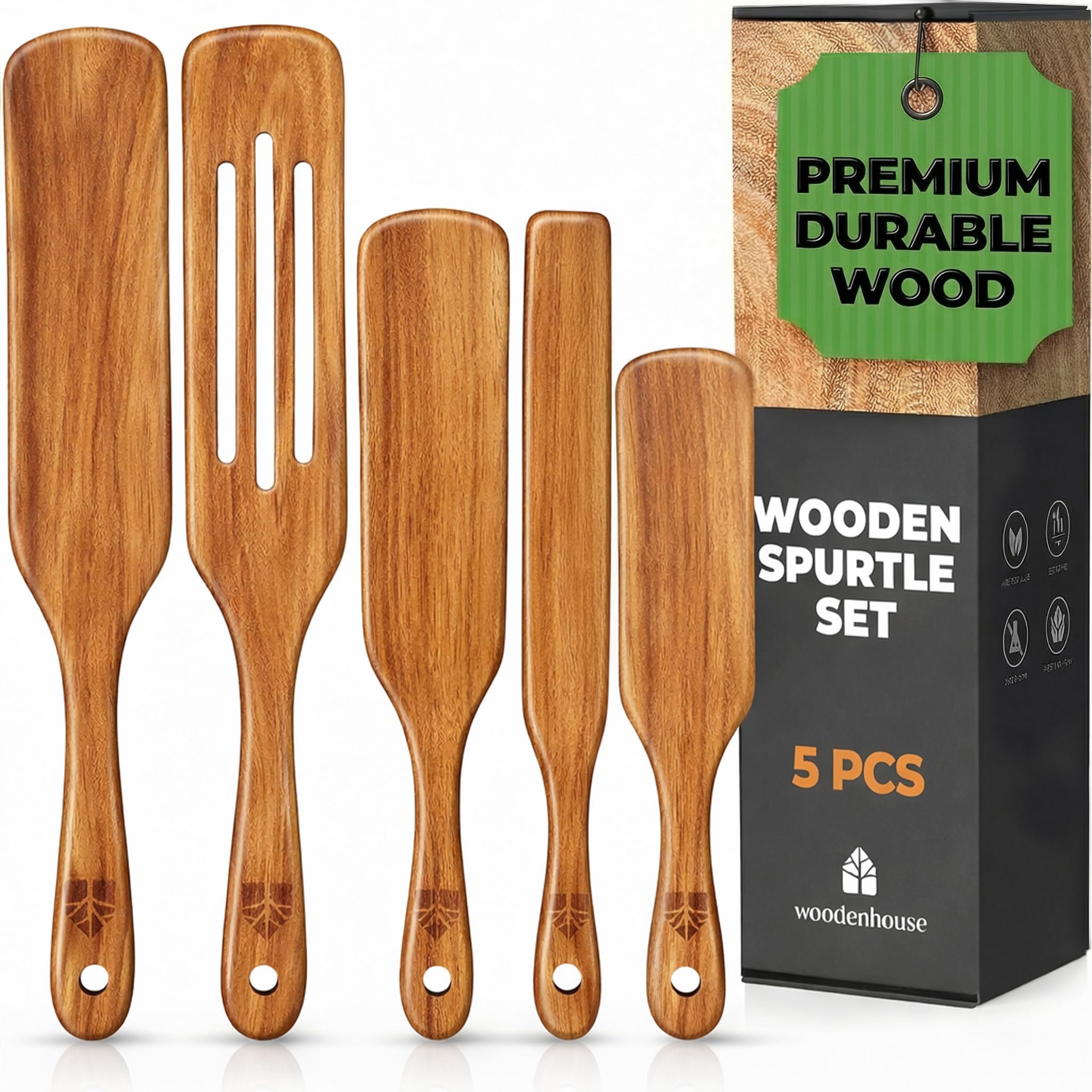 Woodenhouse Spurtle Set of 5 Teak Spatulas