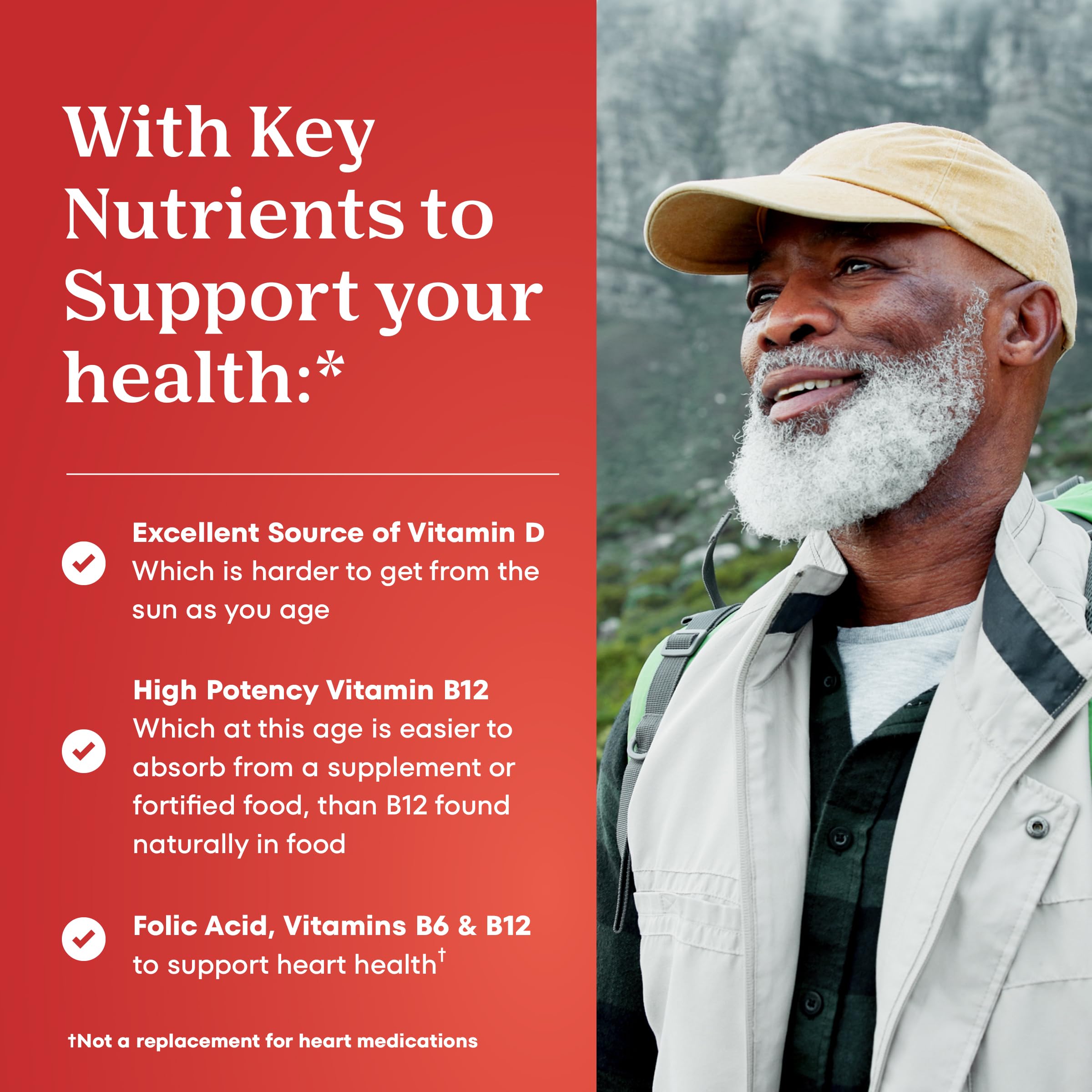 One A Day Proactive 65+, Mens & Womens Multivitamin, Supplement with Vitamin A, C, D, and Zinc to Support Bone Health & Cell Health, Calcium, Folic Acid, Tablet 150 Count — Amazon image 4