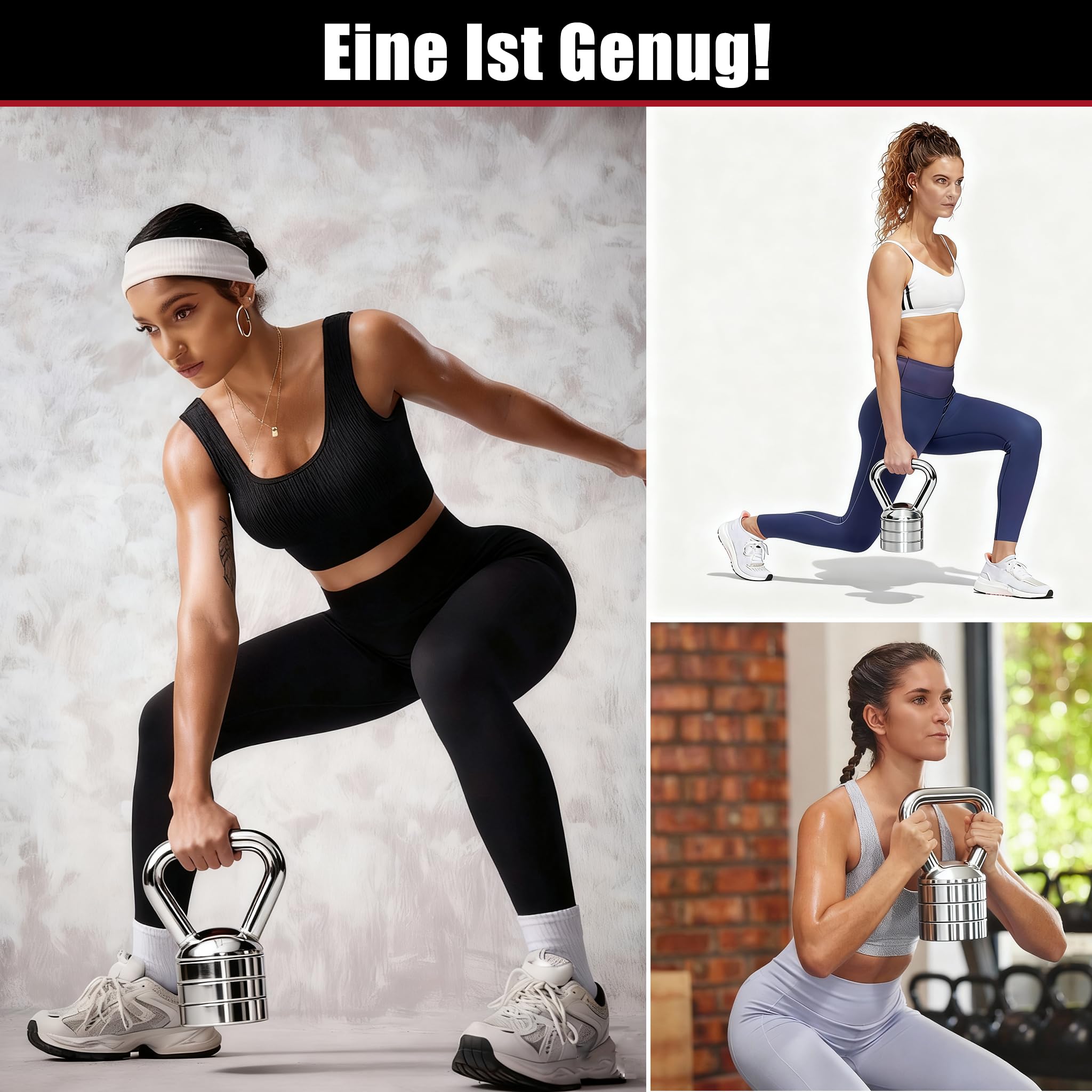 bimiti Kettlebell regolabile da 10 kg, set 4 in 1 | Kettlebell regolabile da 3/5/8/10 kg, per allenamento completo del corpo a casa o in palestra