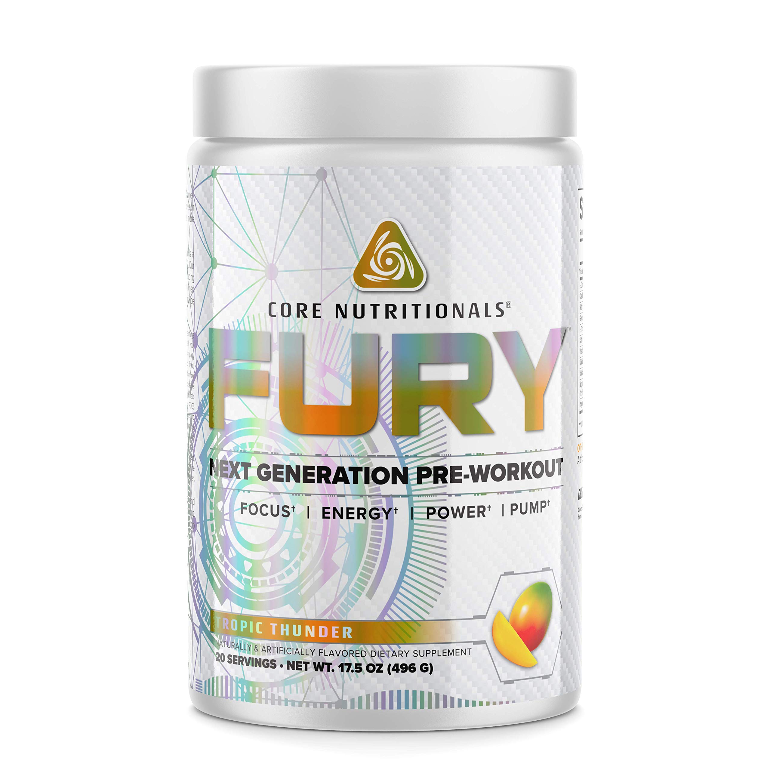 Core Nutritionals Fury Platinum Pre Workout Intensifier with 375mg Caffeine, 5G Creatine Monohydrate