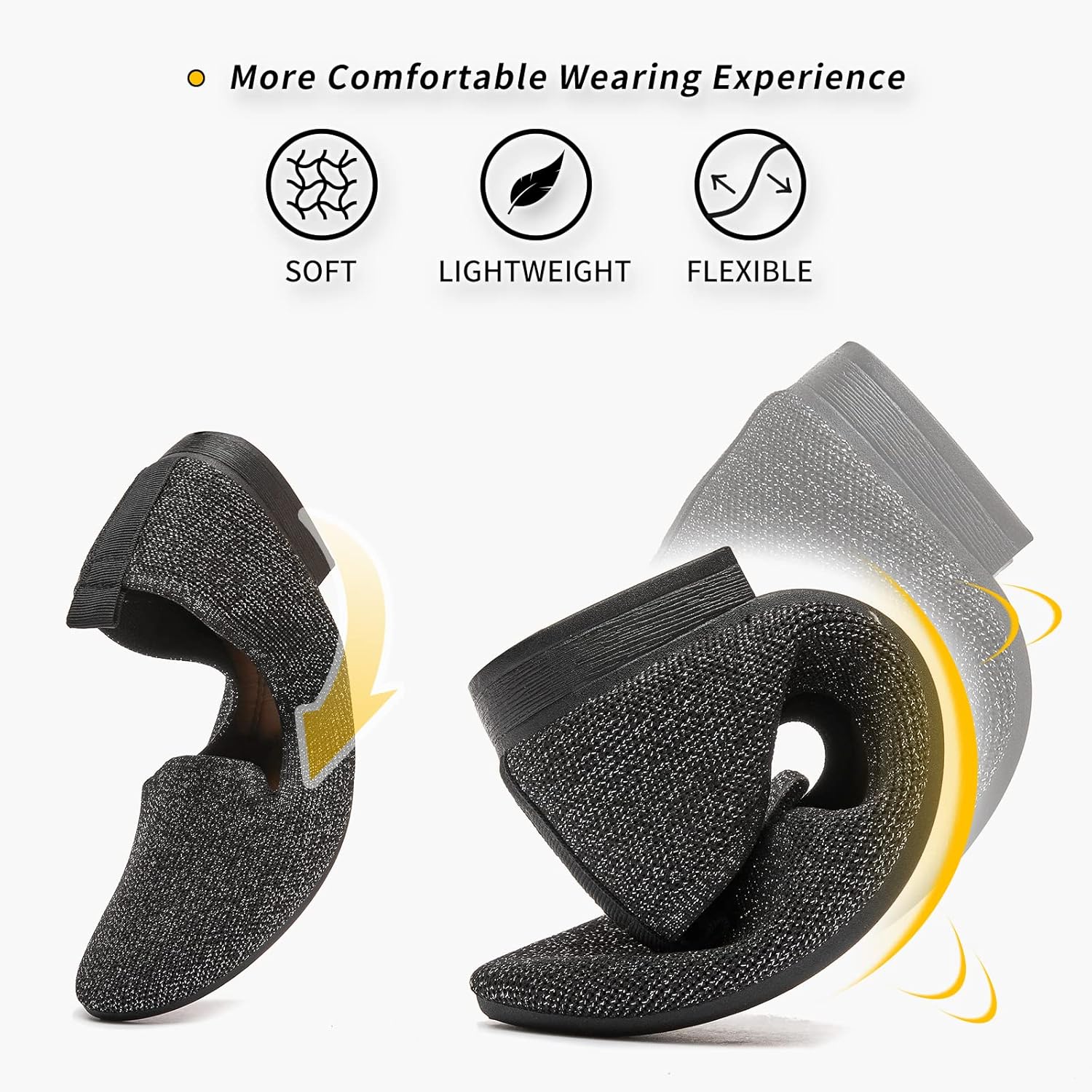 BABUDOG Women's Sparkly Flats Shoes Shiny Mesh Loafers Shoes Soft Memory Foam Flats - Image 3