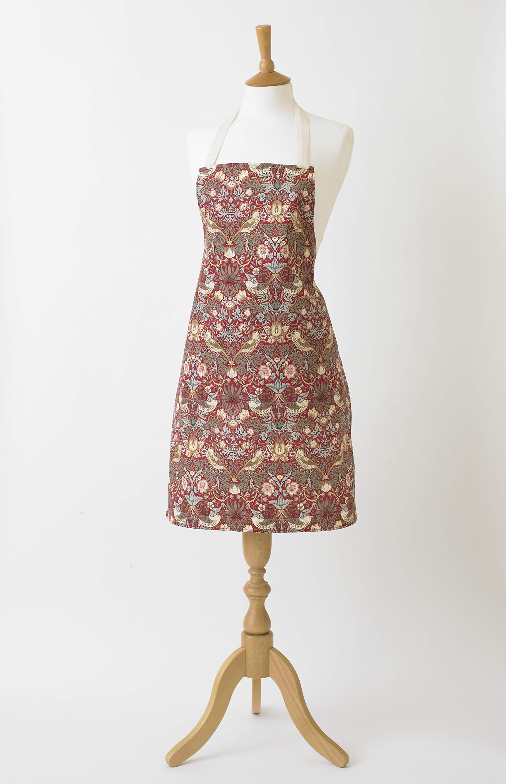 Laura's Beau William Morris Red William Morris Strawberry Thief Cotton Drill Floral Apron
