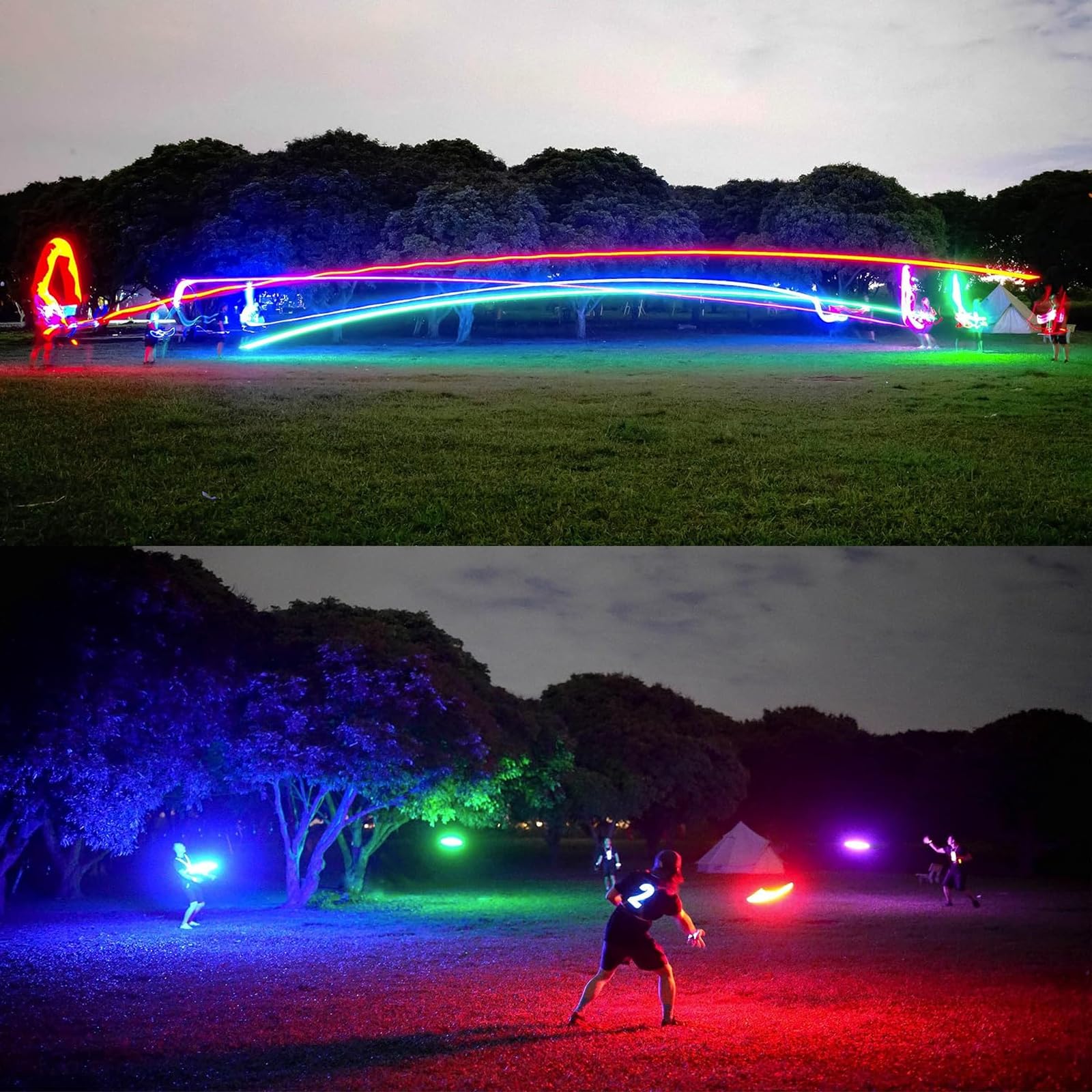 Disque Volant Lumineux Coloré,Ultimate Frisbeeavec 49 Lumières LED,Ultimate Frisbee Ring,Disques Volants Souples pour AdultesCompétition Funsport Pour Adultes,Enfants Plage Pelouse ExtéRieur.