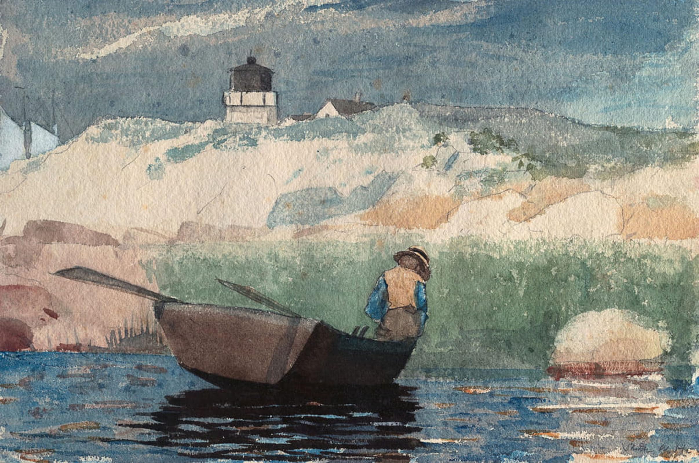 ARTXLXXBN Famous Prints Artwork Pictures Poster Painting Art Boy in Boat Gloucester by Winslow Homer Artwork Landscape Pictures for Home Decor 60x90cm