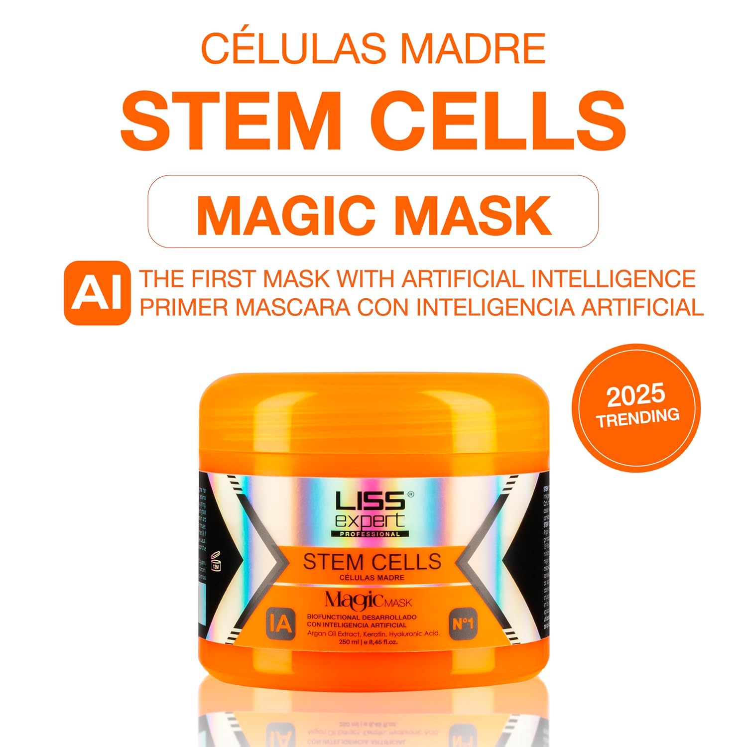 Liss Expert Stem Cells Magic Hair MASK, Argan Oil, Keratin, Hyaluronic Acid | Provides Long-Lasting Frizz & Humidity Protection| Moisturizing | For All Types of Hair 8.45 oz - Image 2