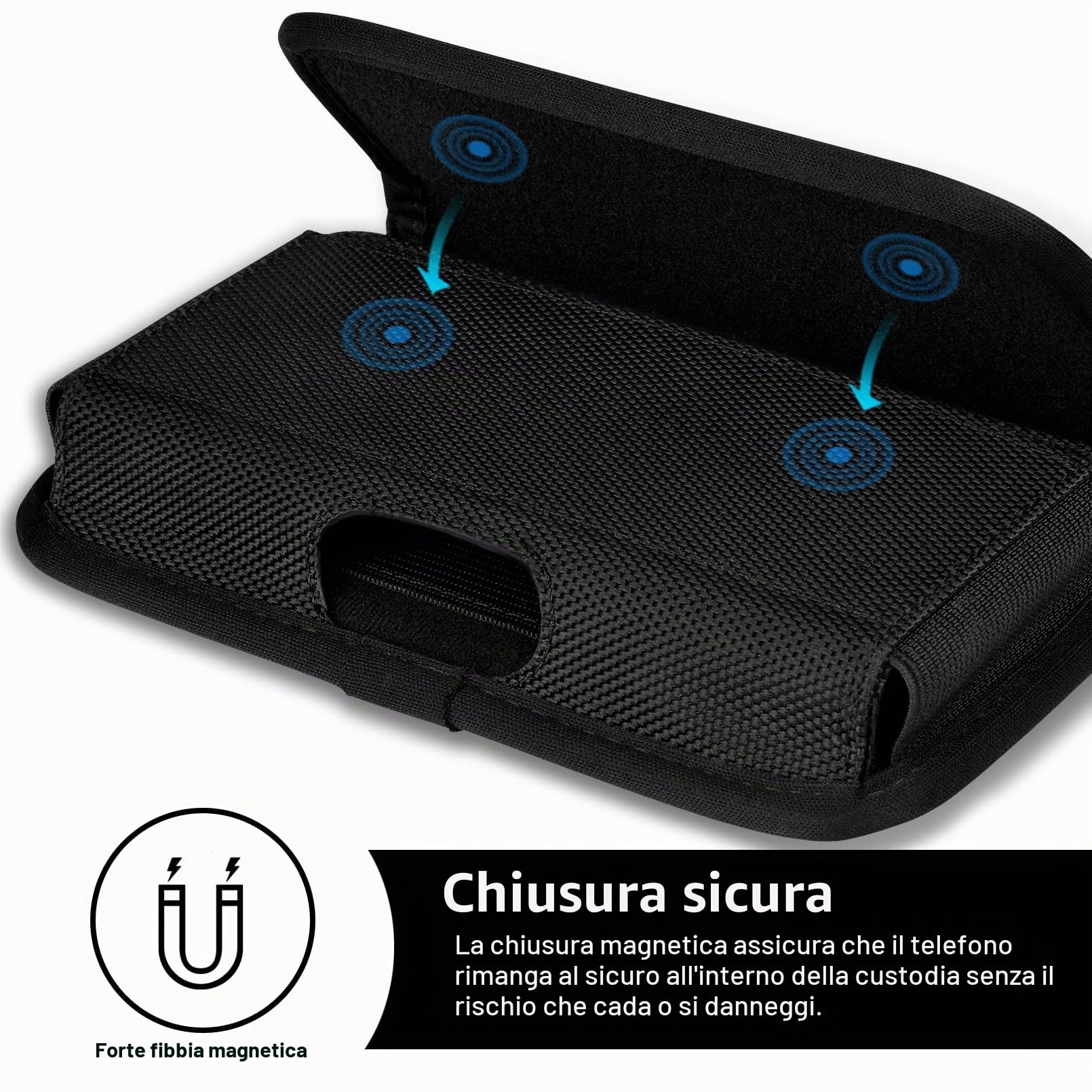 ykooe Custodia Orizzontale con Clip per iPhone 11,12,13,15,14 Pro Max, Cintura Fondina con Slot Carte Magnetica per Samsung Galaxy A14,A54,A53,A34,A52,S23,S22,S21 Ultra, (XL)