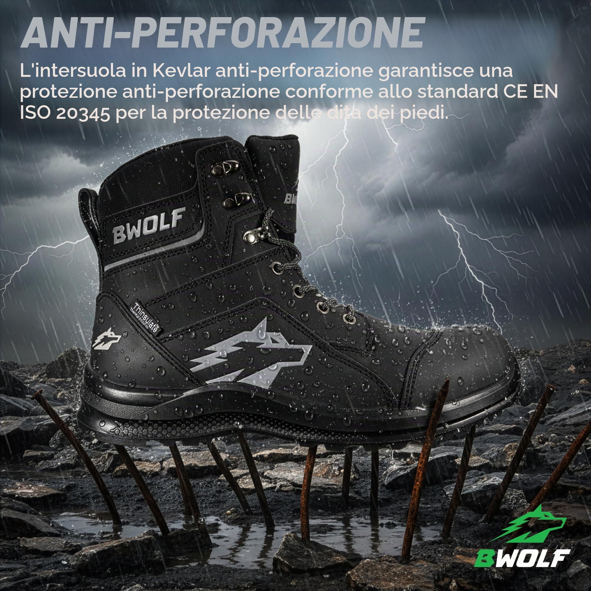 BWOLF Fantom Hi S7L Scarpe antinfortunistiche da uomo invernali – Stivali di sicurezza impermeabili con intersuola in Kevlar