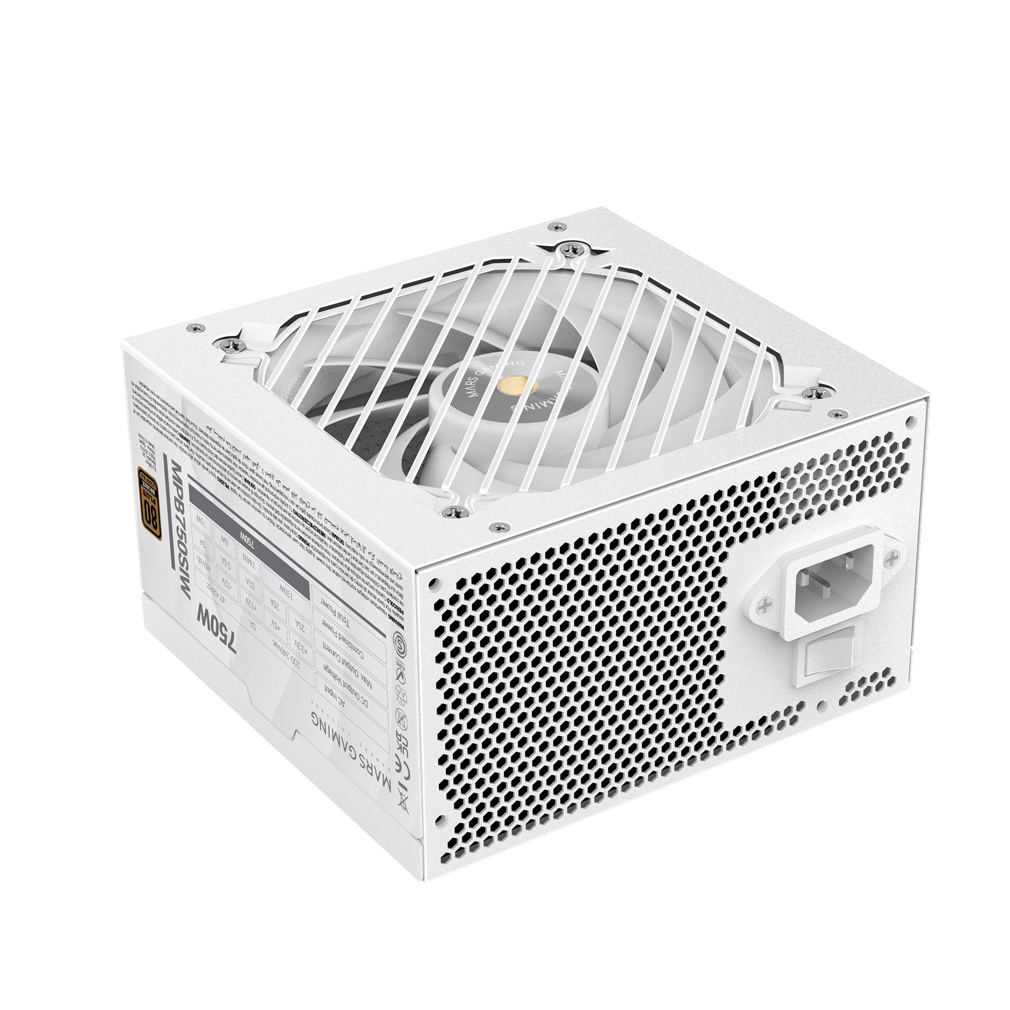 MARSGAMING MPB750SI, PC-ATX-Netzteil 750W, 7 Jahre Garantie, 80Plus Bronze 230V, 90% Effizienz, SI Extreme Silence Lüfter mit Kupferkern, AI2-RPM-, DC-DC- und SMD-Technologien, Weiß