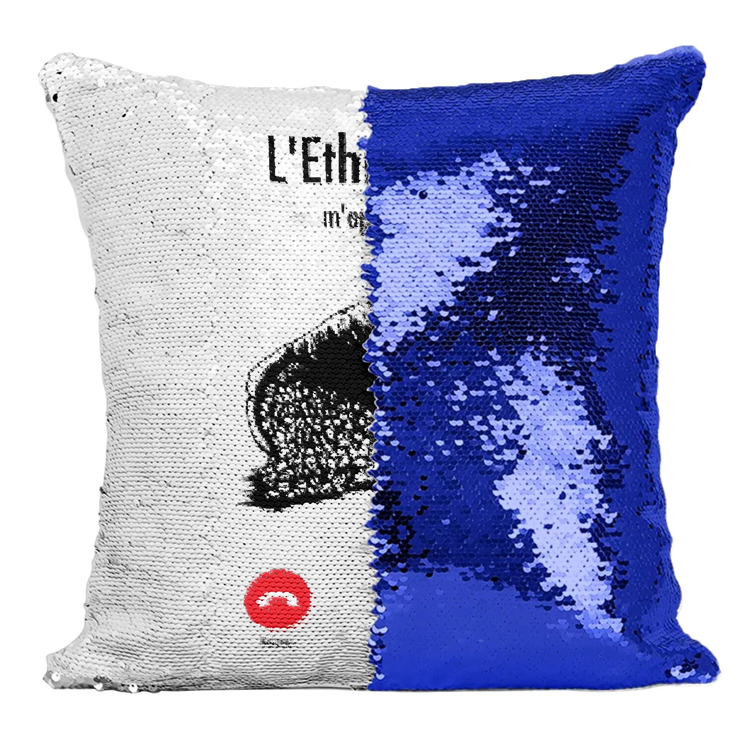 Housse de coussin sequin bleu motif Éthiopie café culture voyage
