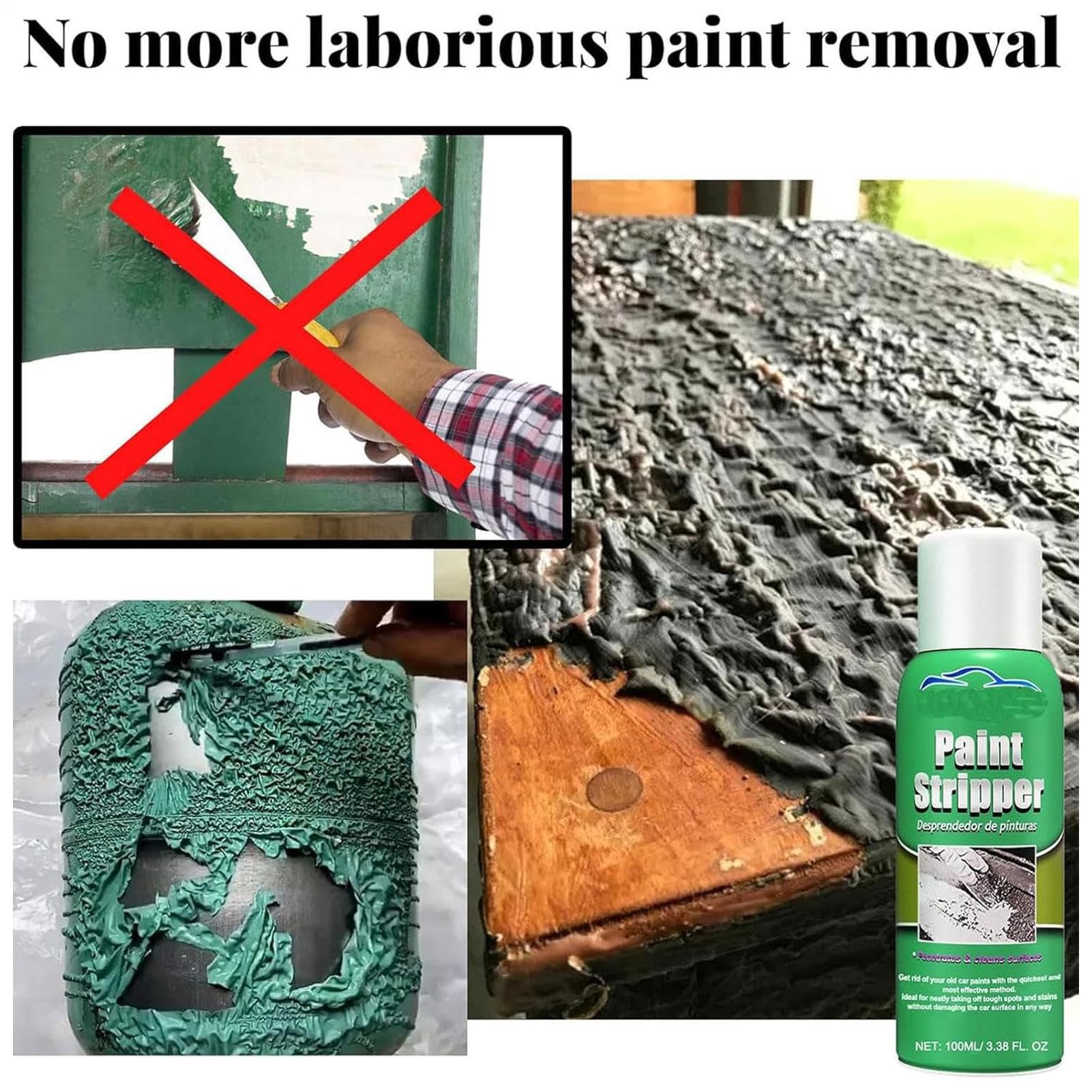 Rimuovi Vernice Per Metalli - Spray Sverniciatore 100ml - Detergente Multiuso per Auto Legno Vetro Macchinari e Metallo