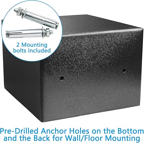 Miniatura 5 de Luwint Caja de seguridad pequeña de acero con llave, uso doméstico general, 9.5 x 9 x 6.5 pulgadas (negro)