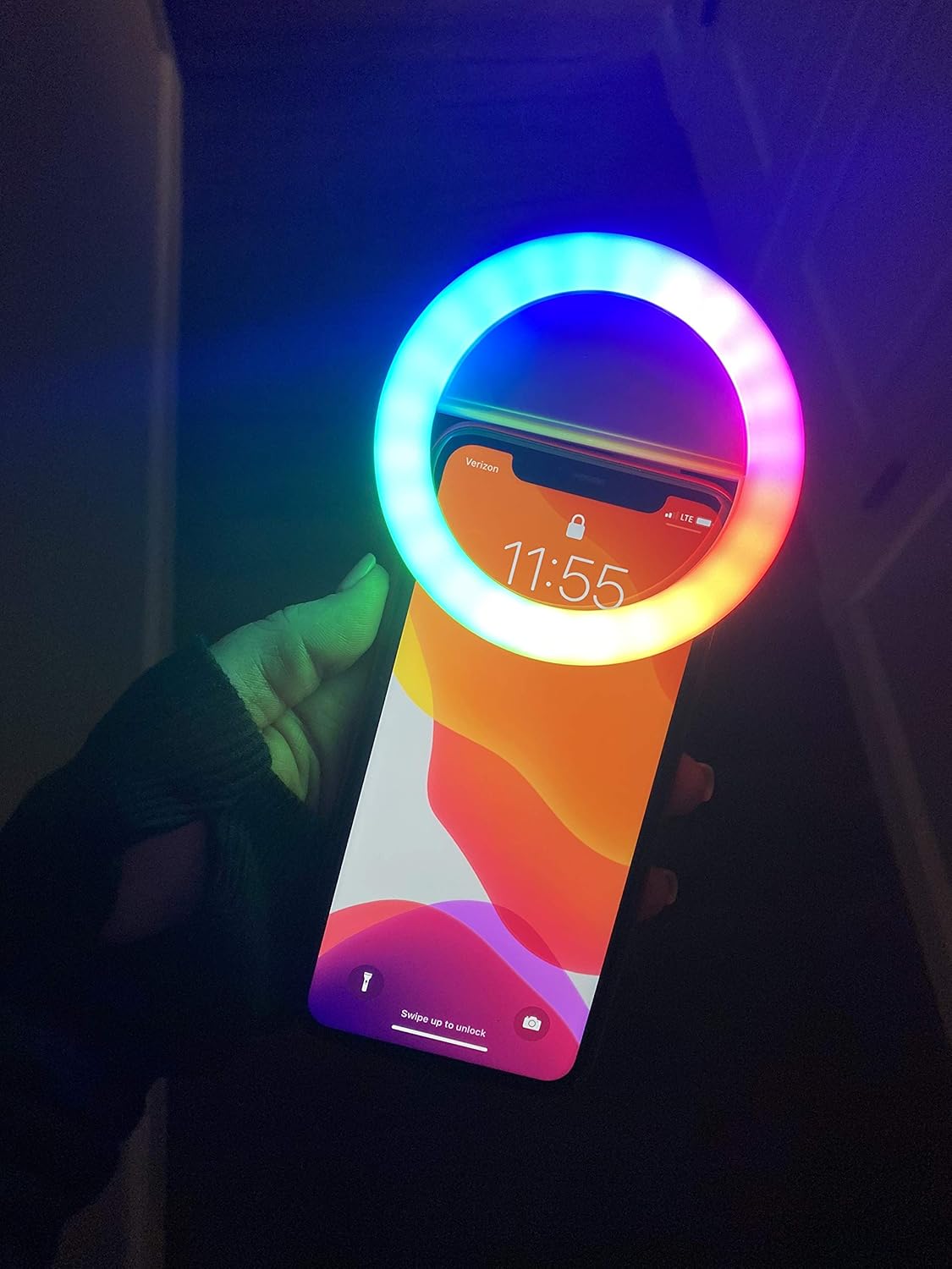 Selfie Ring Light Mini Circle Clip on RGB Multi Color Light for Phone, Laptop, Zoom, Conferencing, Rechargeable Small LED Ringlight for Webcam, Computer, Conference Lighting, Recording, Photography
